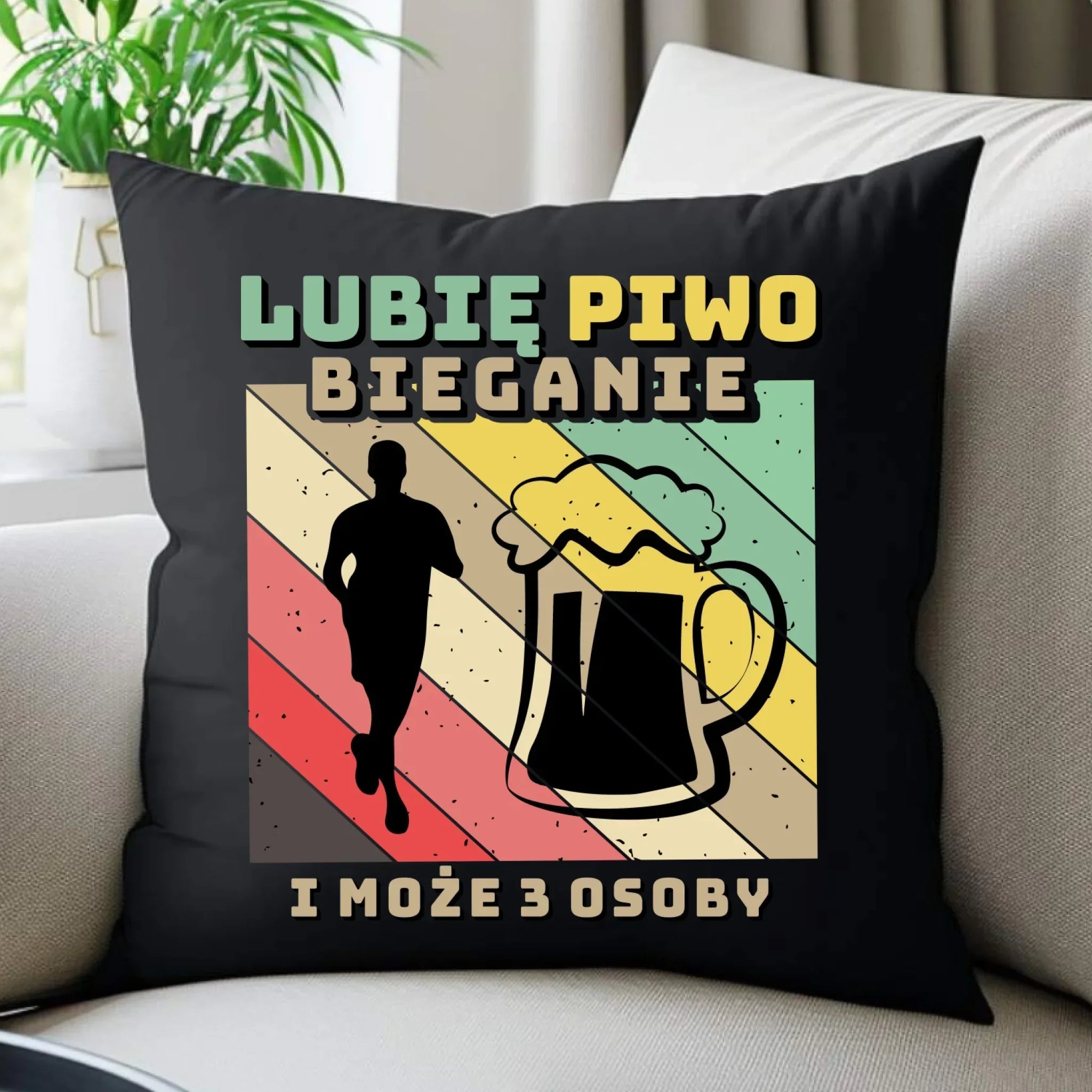 Poduszka dekoracyjna dla biegacza - Lubię piwo bieganie HB01 - StoryCups.pl