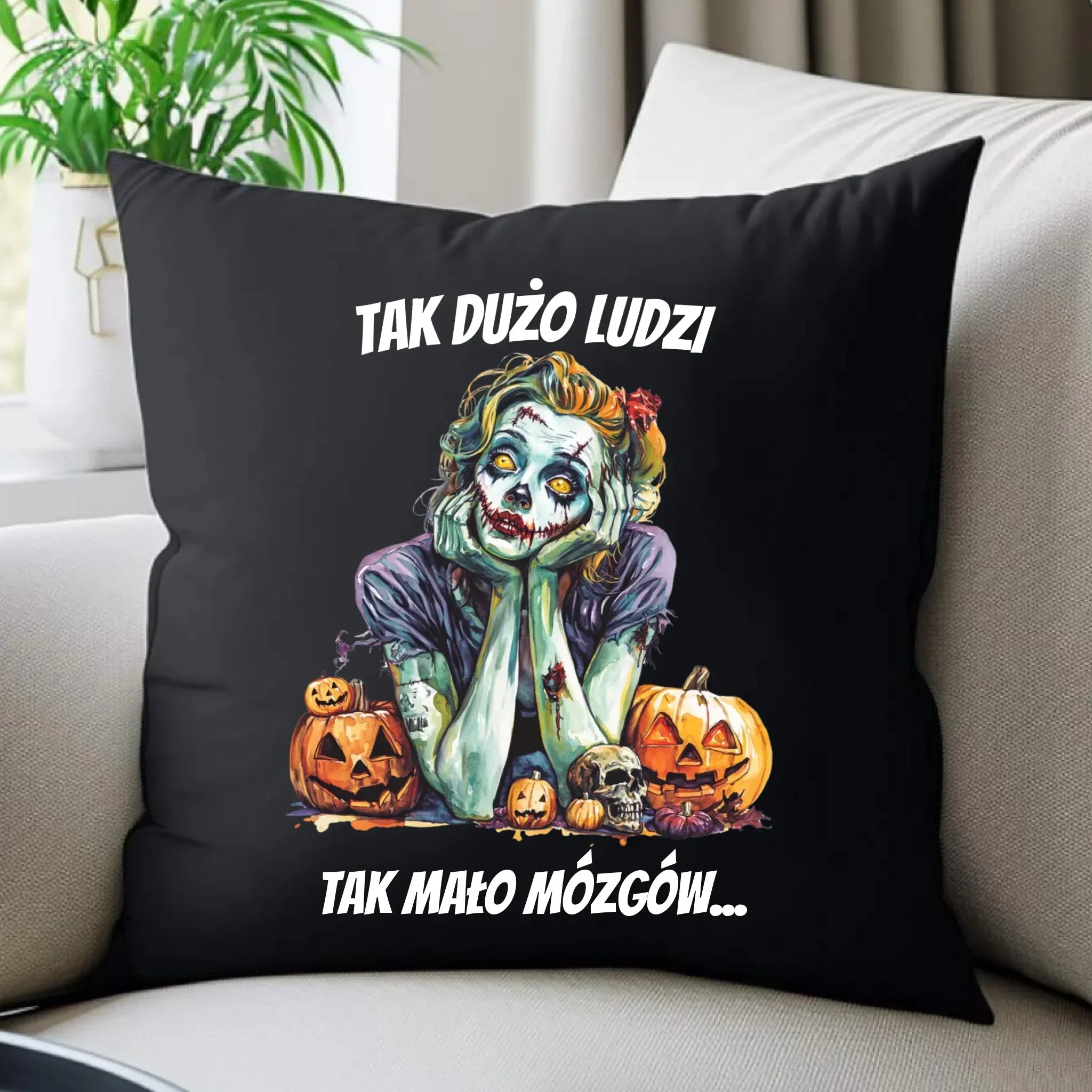 Poduszka dekoracyjna na Halloween - Zombie - Tak mało mózgów HL31 - StoryCups.pl