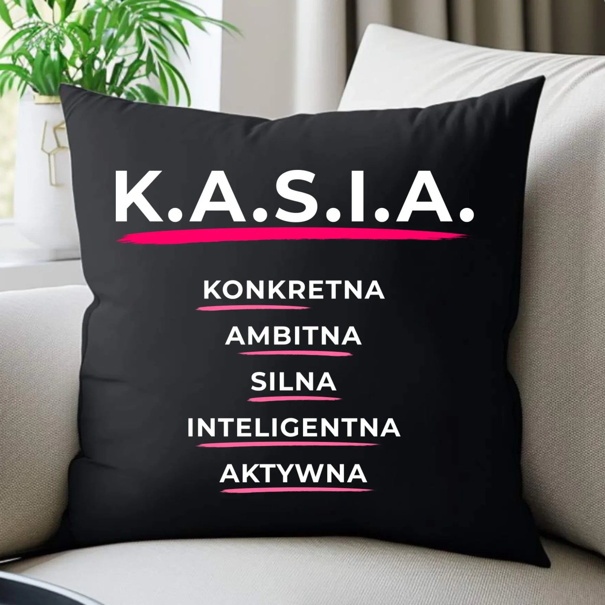 Poduszka dekoracyjna - prezent dla Kasi - Katarzyna - K.A.S.I.A. DZ17 - StoryCups.pl