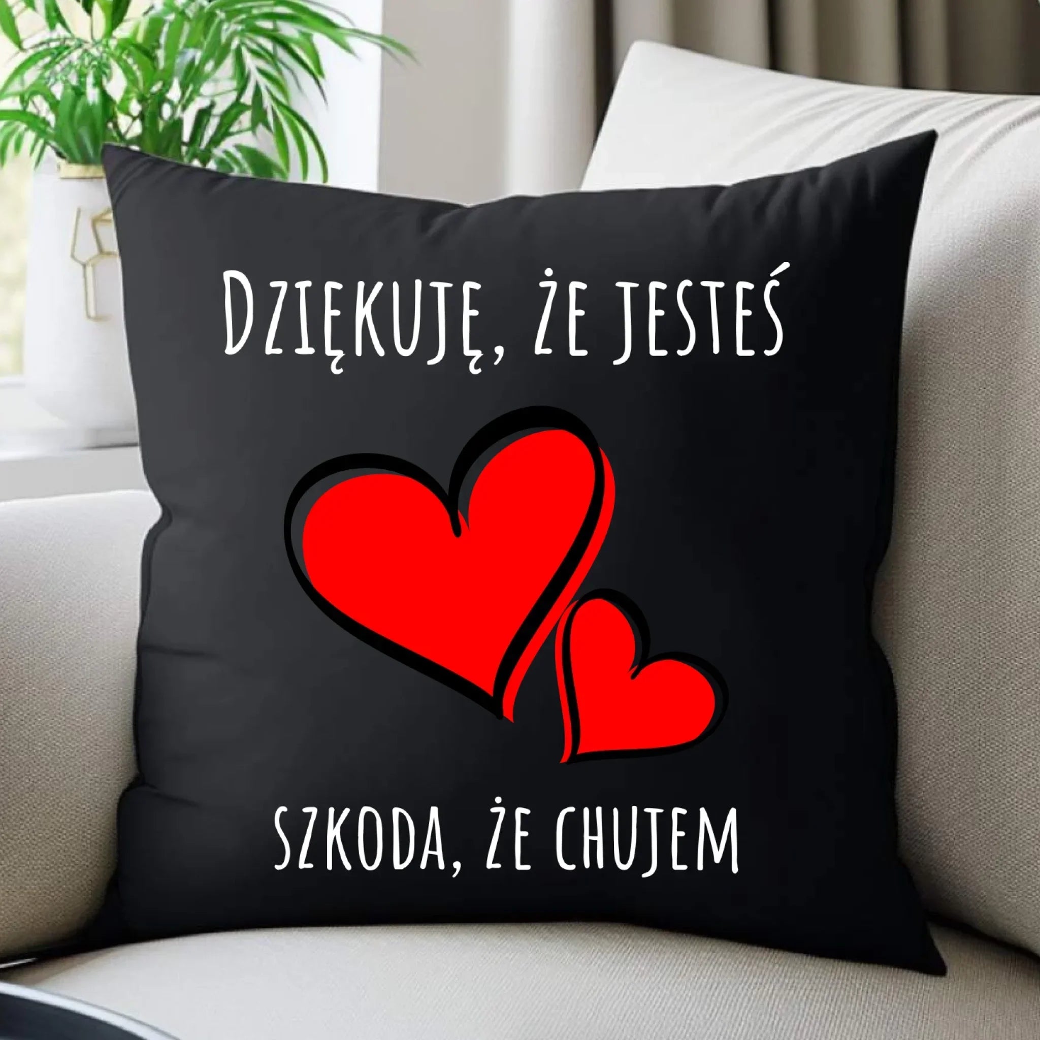 Poduszka dekoracyjna - Dziękuję, że jesteś szkoda, że ch#jem - bez cenzury DCH10 - StoryCups.pl