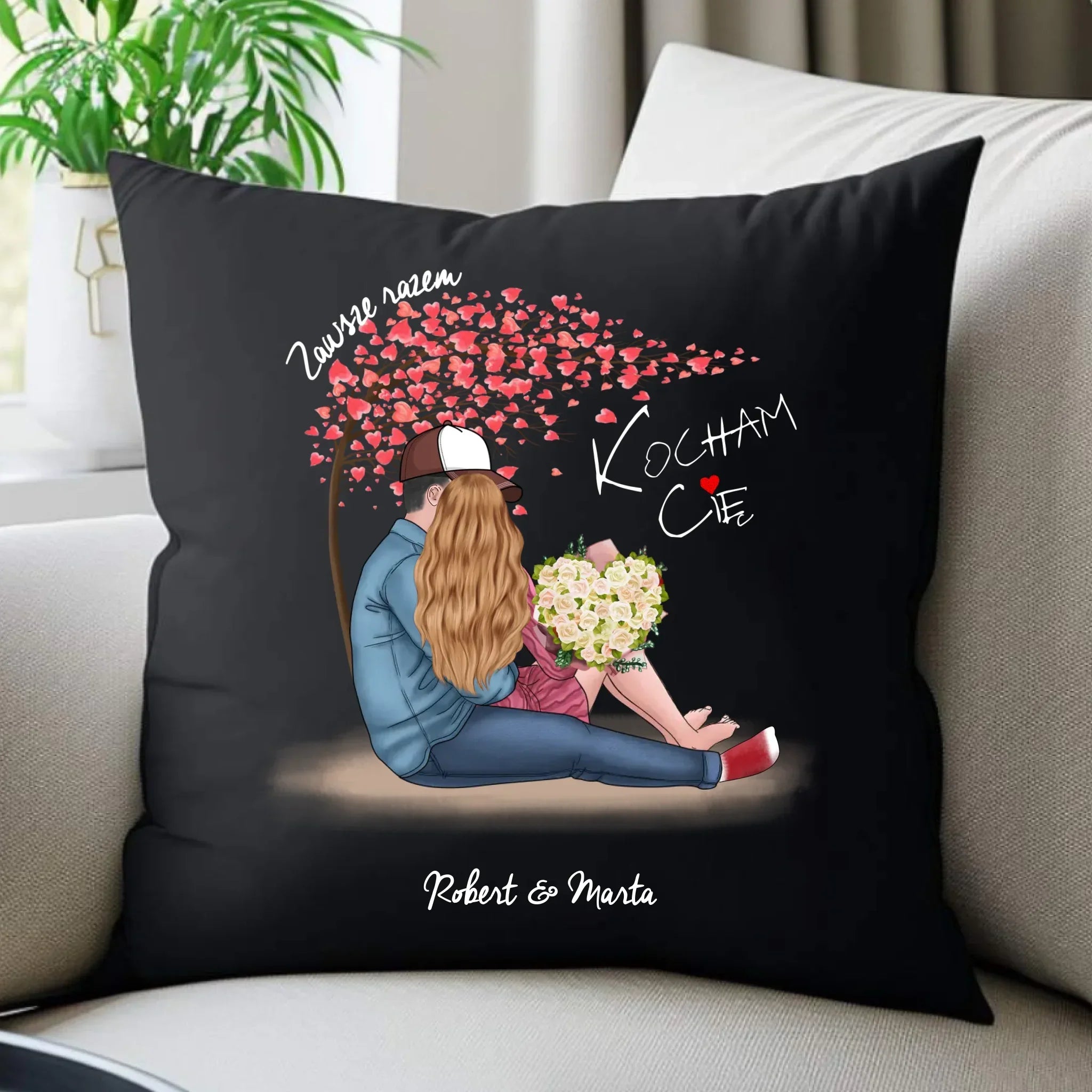 Poduszka dekoracyjna dla par - Zawsze razem - personalizowana W04 - StoryCups.pl