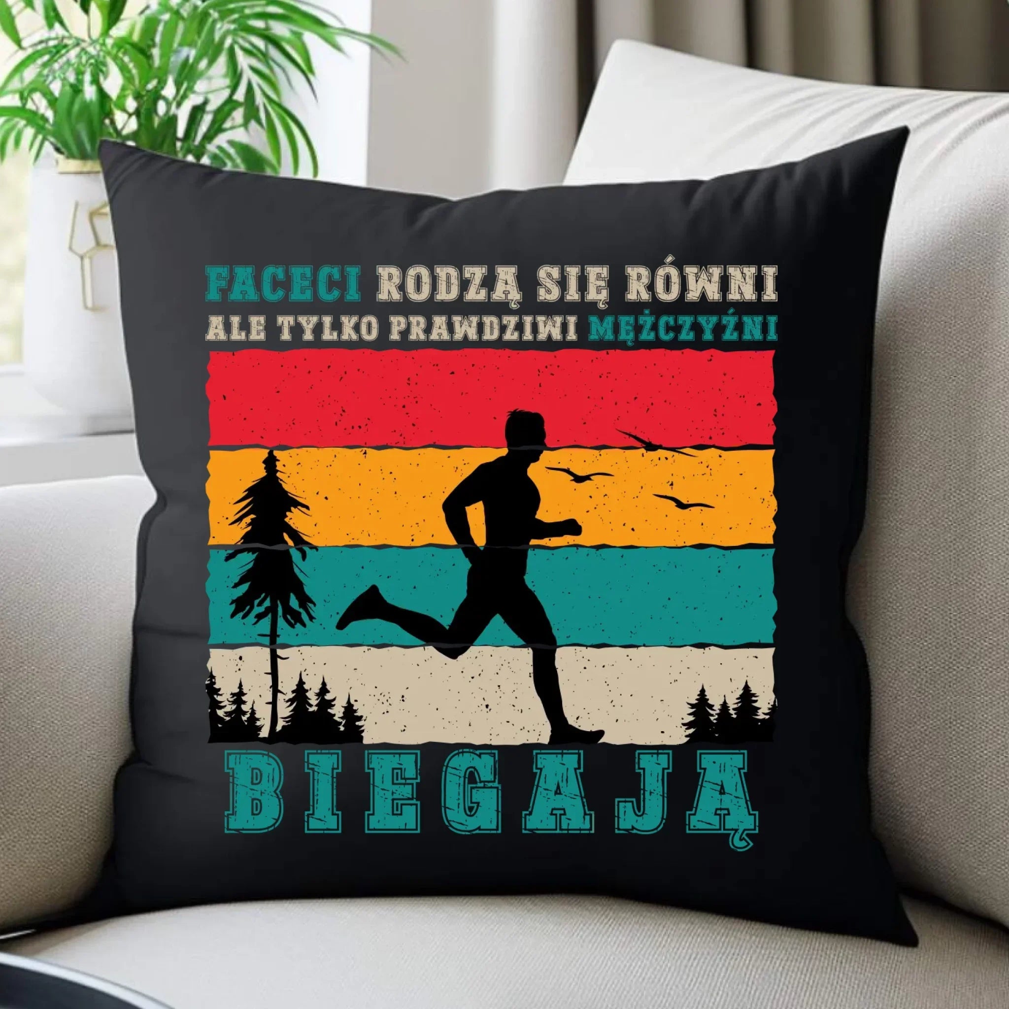 Poduszka dekoracyjna dla biegacza - Prawdziwi mężczyźni biegają HB02 - StoryCups.pl