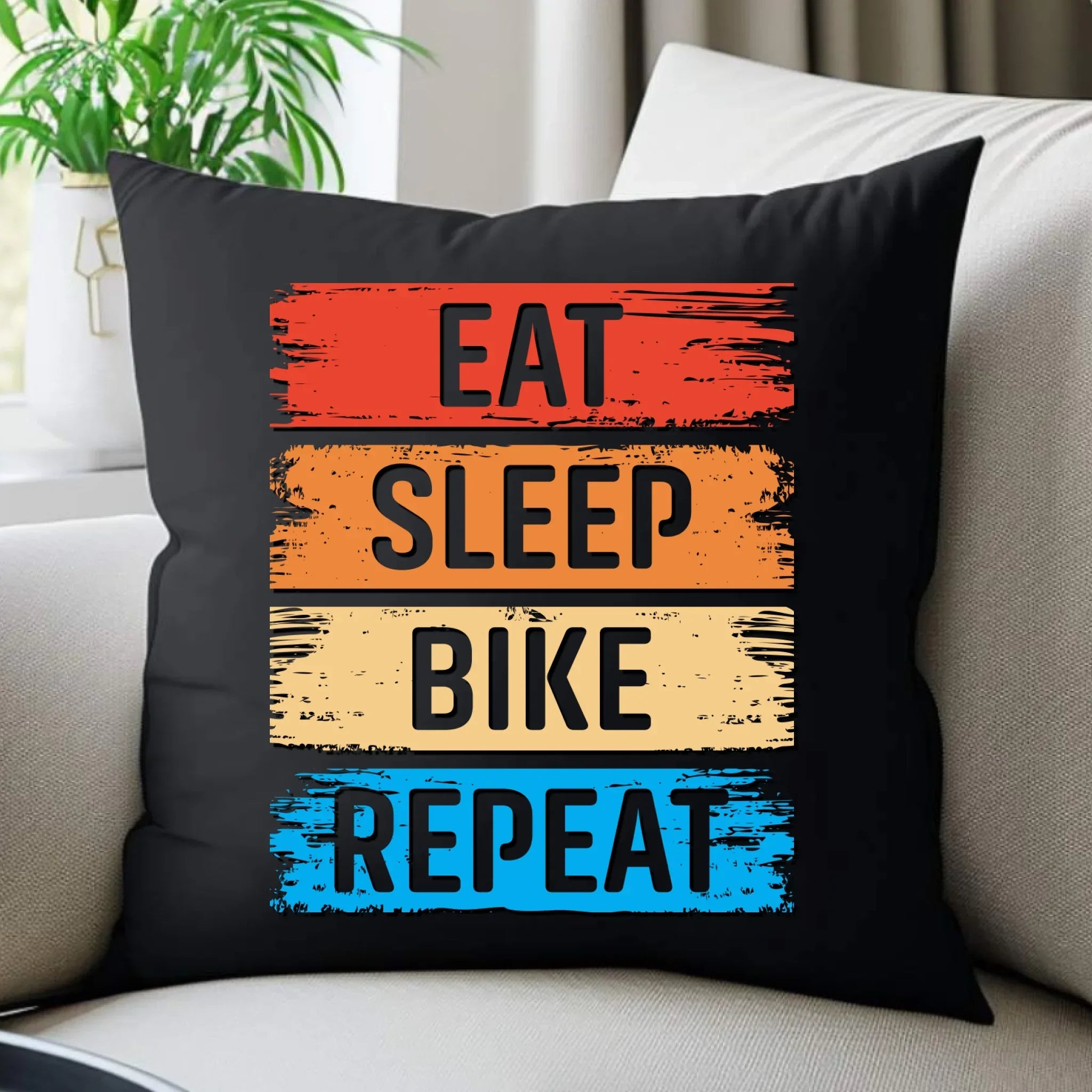 Eat Sleep Bike Repeat | Poduszka dekoracyjna dla rowerzysty HR03 - StoryCups.pl