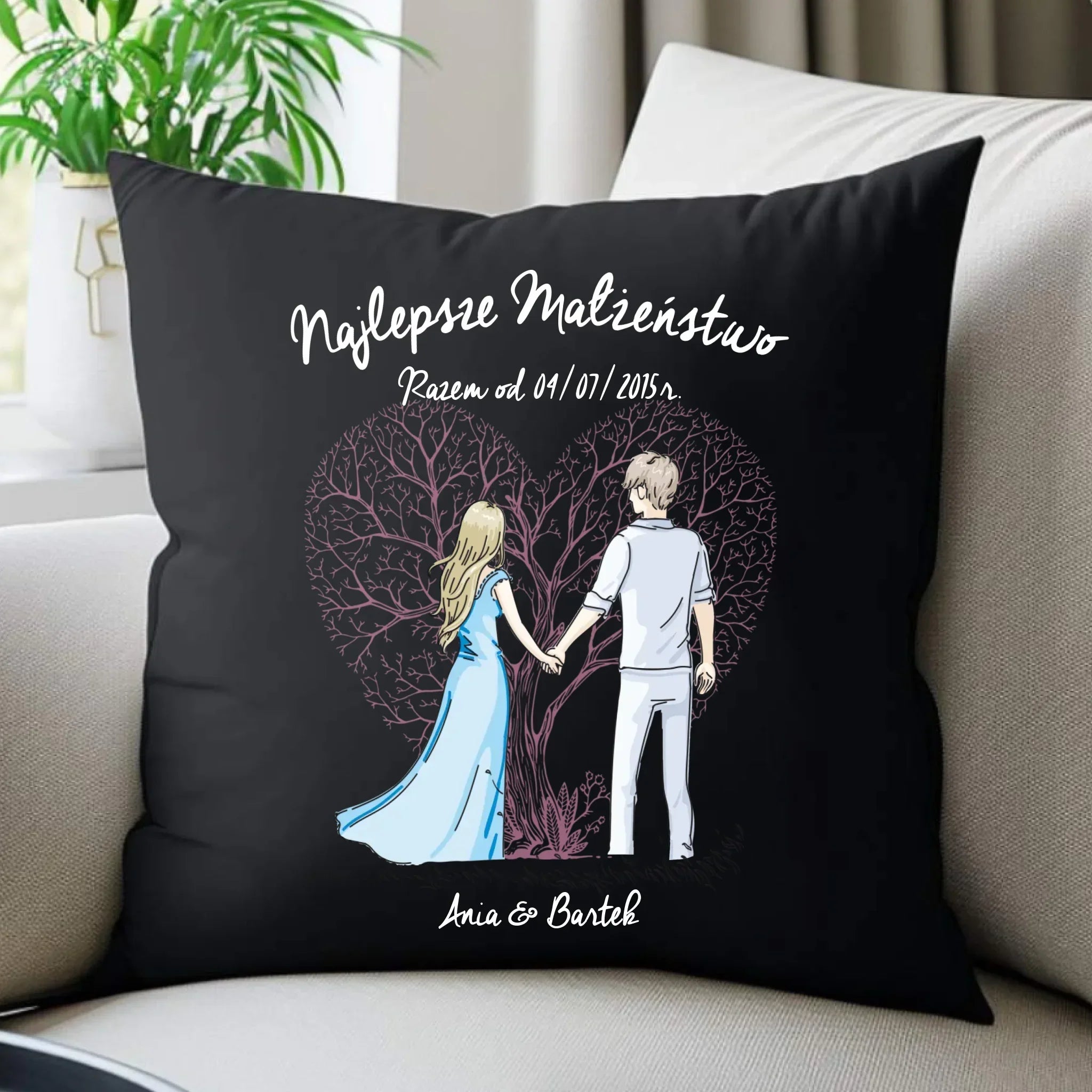 Poduszka dekoracyjna dla par - Najlepsze małżeństwo - personalizowana W03 - StoryCups.pl