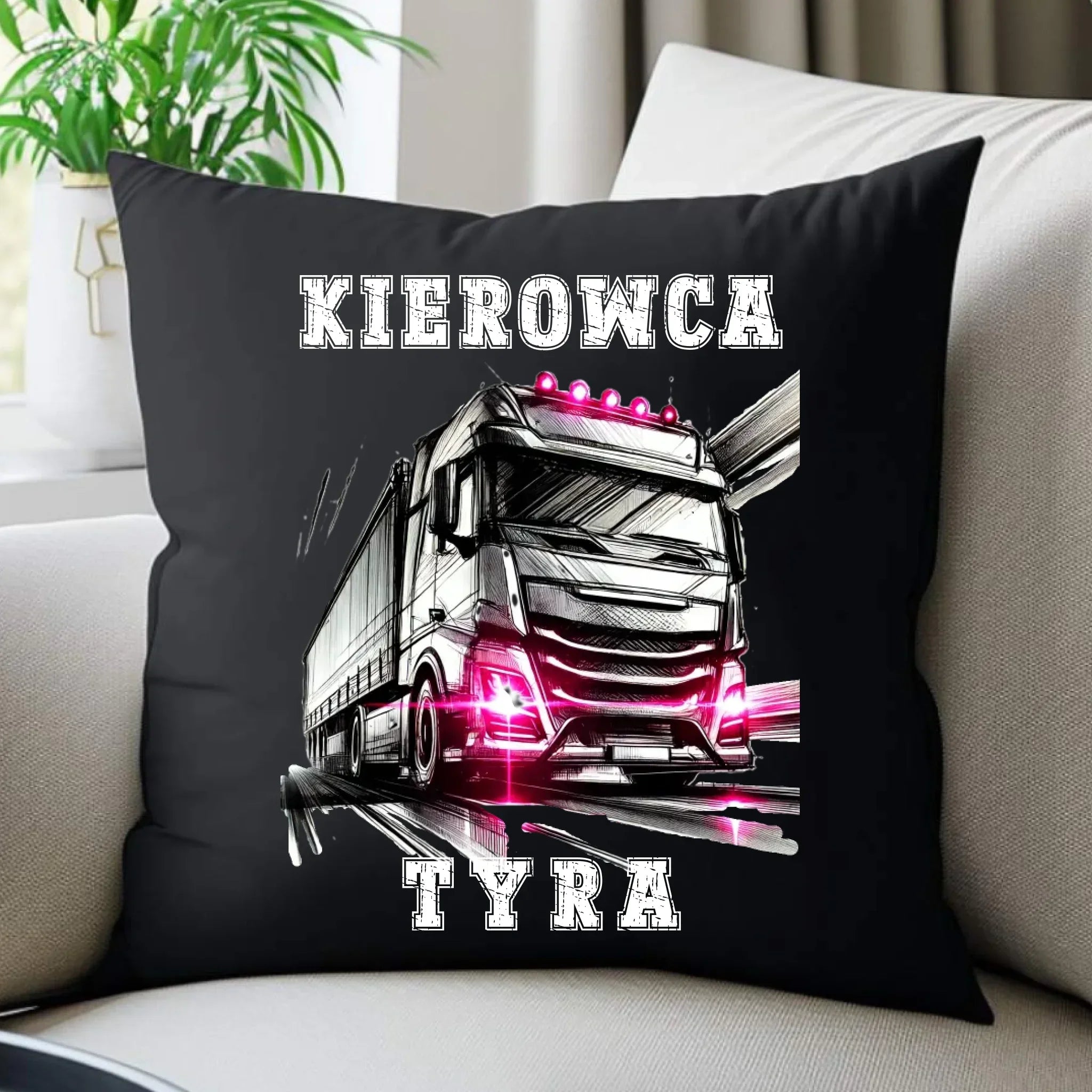 Poduszka dekoracyjna dla kobiety kierowcy ciężarówki - Kierowca tyra ZKT15 - StoryCups.pl