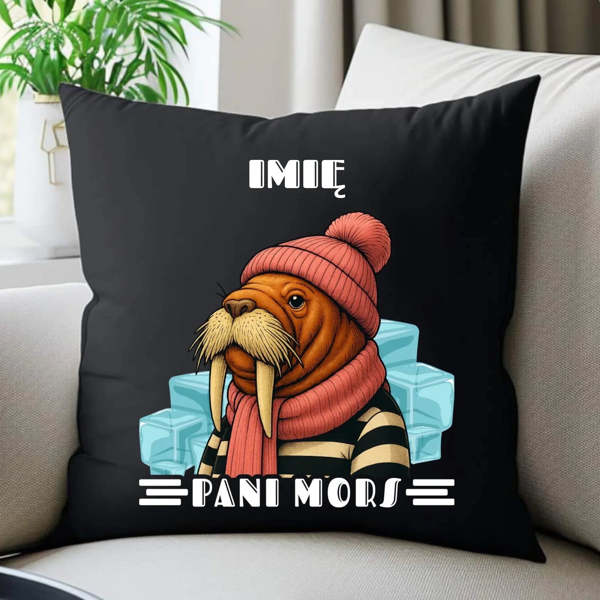 Poduszka dekoracyjna - prezent dla morsa - Pani Mors - personalizowana HM16 - StoryCups.pl