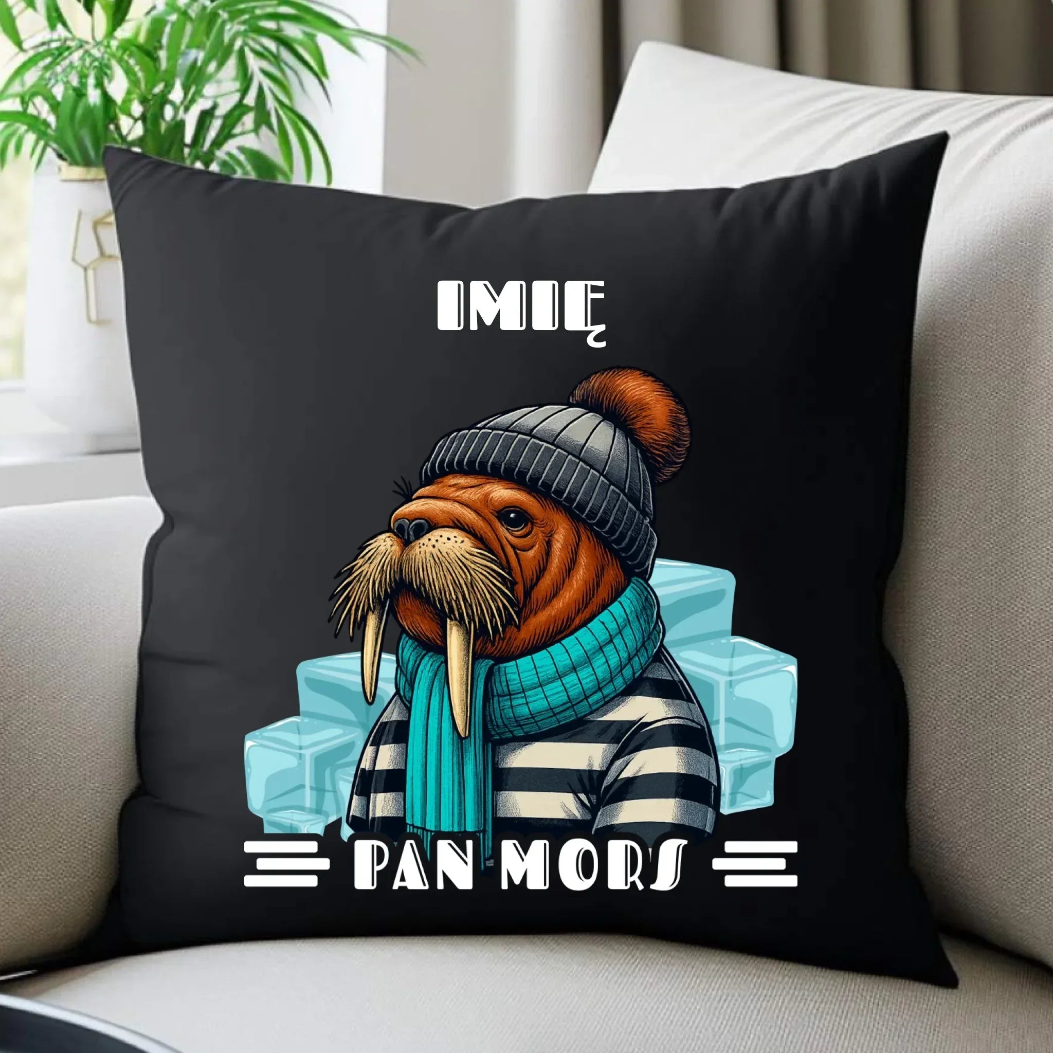 Poduszka dekoracyjna - prezent dla morsa - Pan Mors - personalizowana HM15 - StoryCups.pl