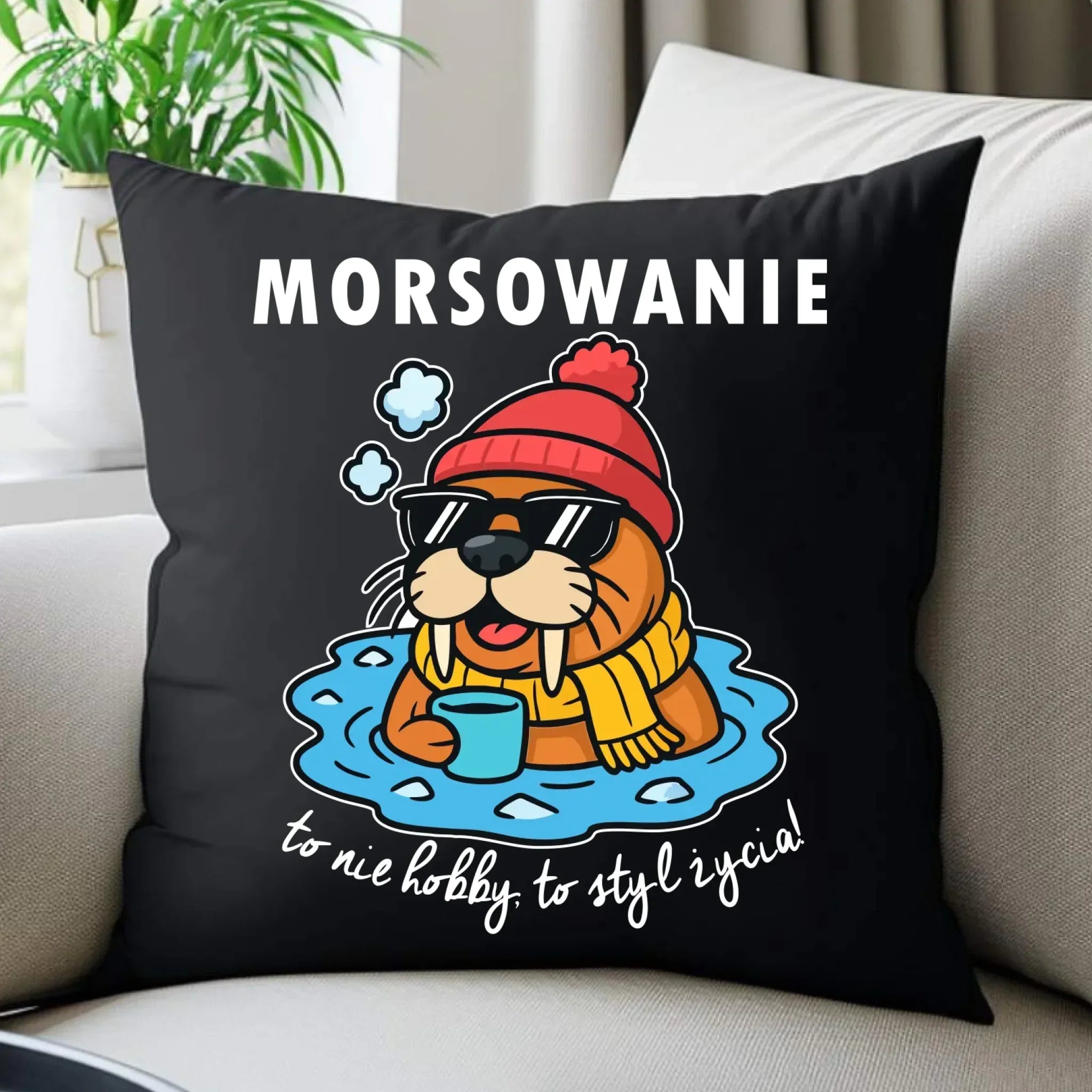 Poduszka dekoracyjna - prezent dla morsa - Morsowanie to styl życia HM10 - StoryCups.pl