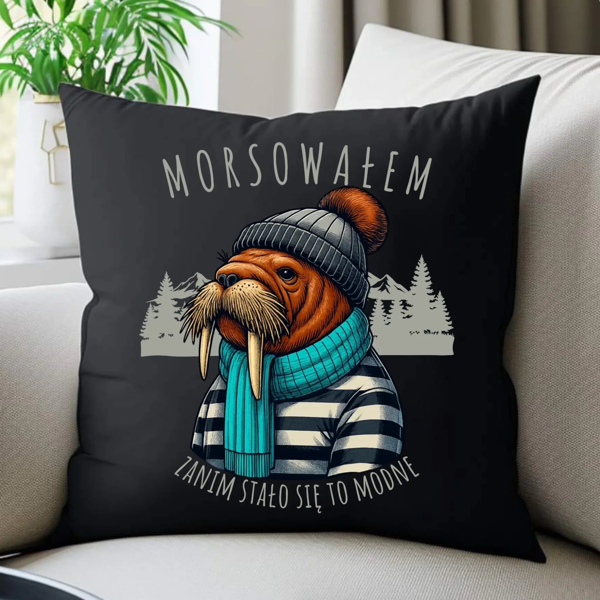 Poduszka dekoracyjna - prezent dla morsa - Morsowałem zanim stało się to modne - Mors HM08 - StoryCups.pl