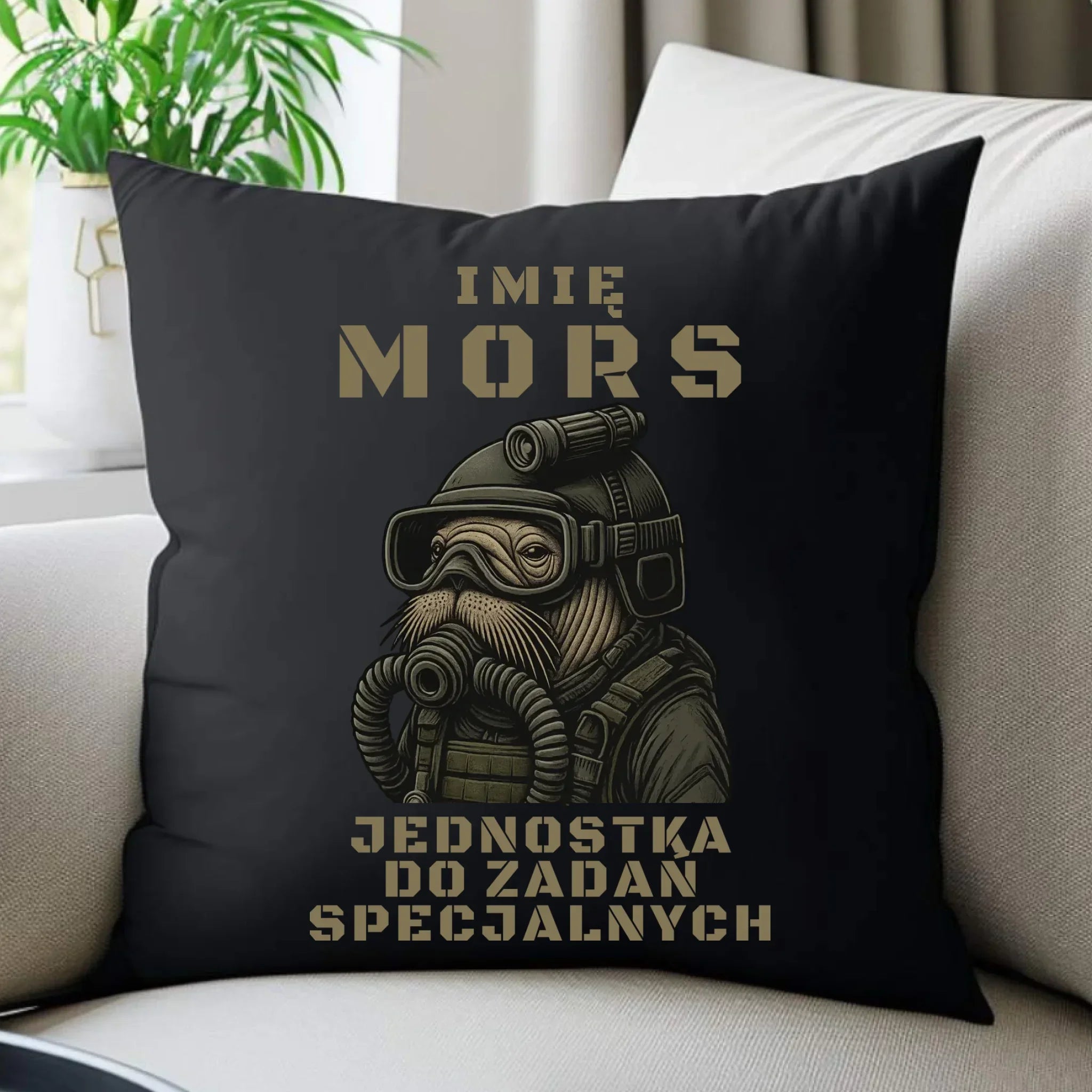 Poduszka dekoracyjna - prezent dla morsa - Mors do zadań specjalnych - personalizowana HM07 - StoryCups.pl