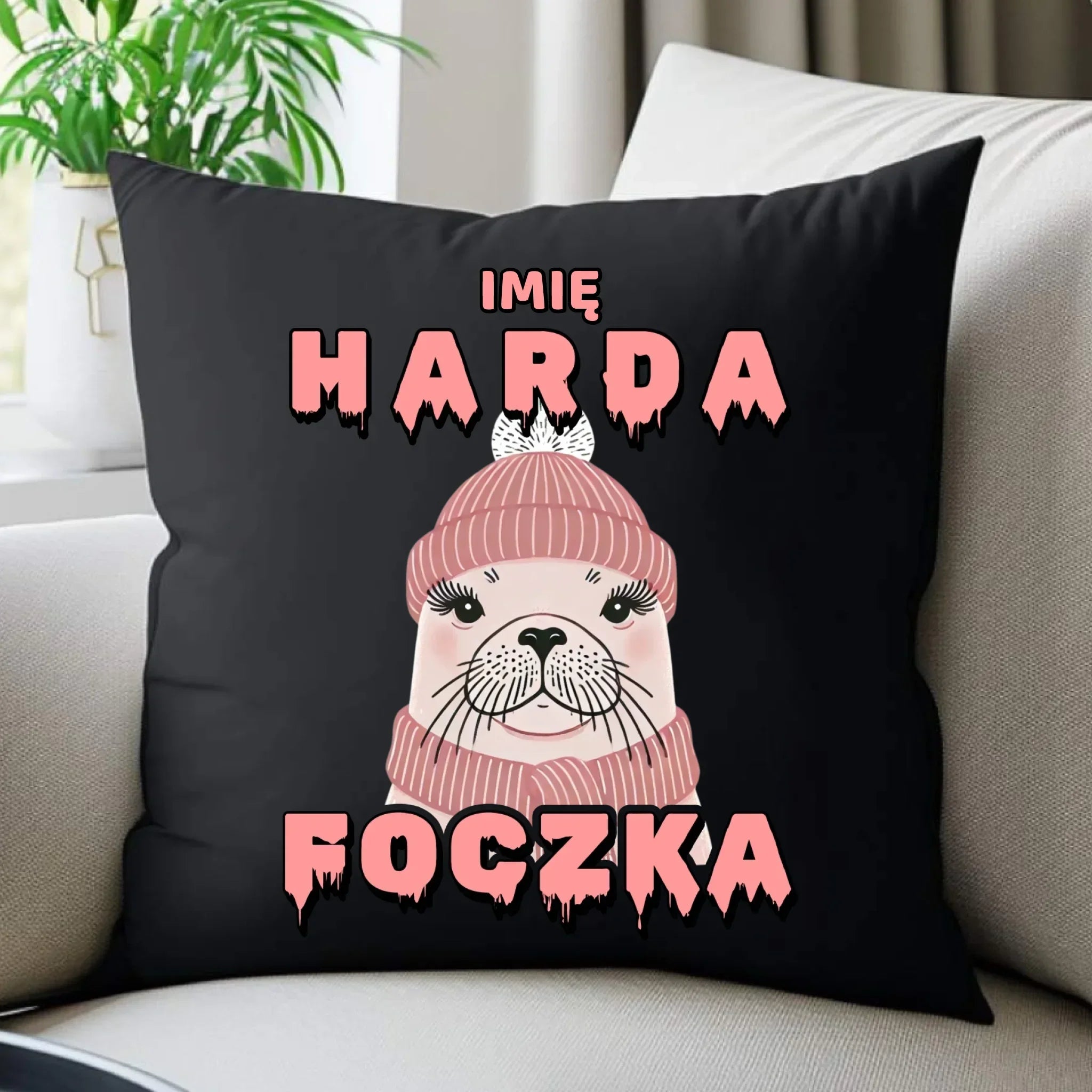 Poduszka dekoracyjna - prezent dla morsa - Harda foczka - personalizowana HM05 - StoryCups.pl