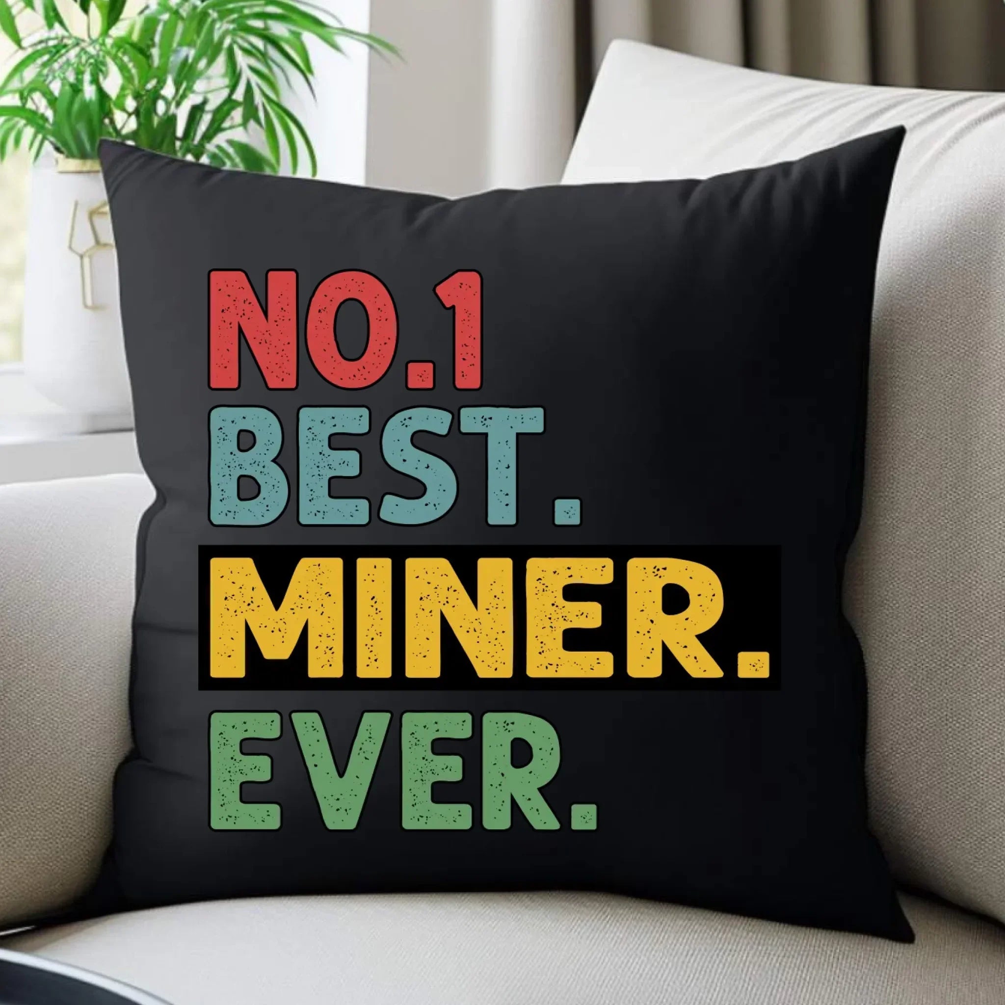 Poduszka dekoracyjna - prezent dla górnika - Best miner ever G12 - StoryCups.pl
