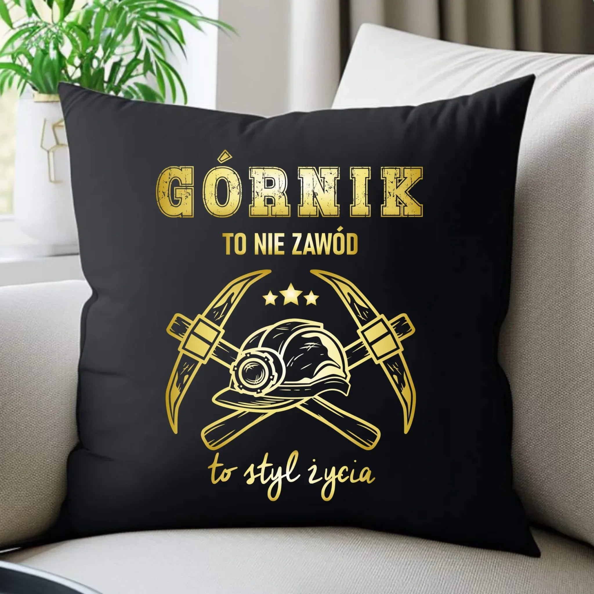 Poduszka dekoracyjna - prezent dla górnika - Górnik to nie zawód to styl życia G05 - StoryCups.pl