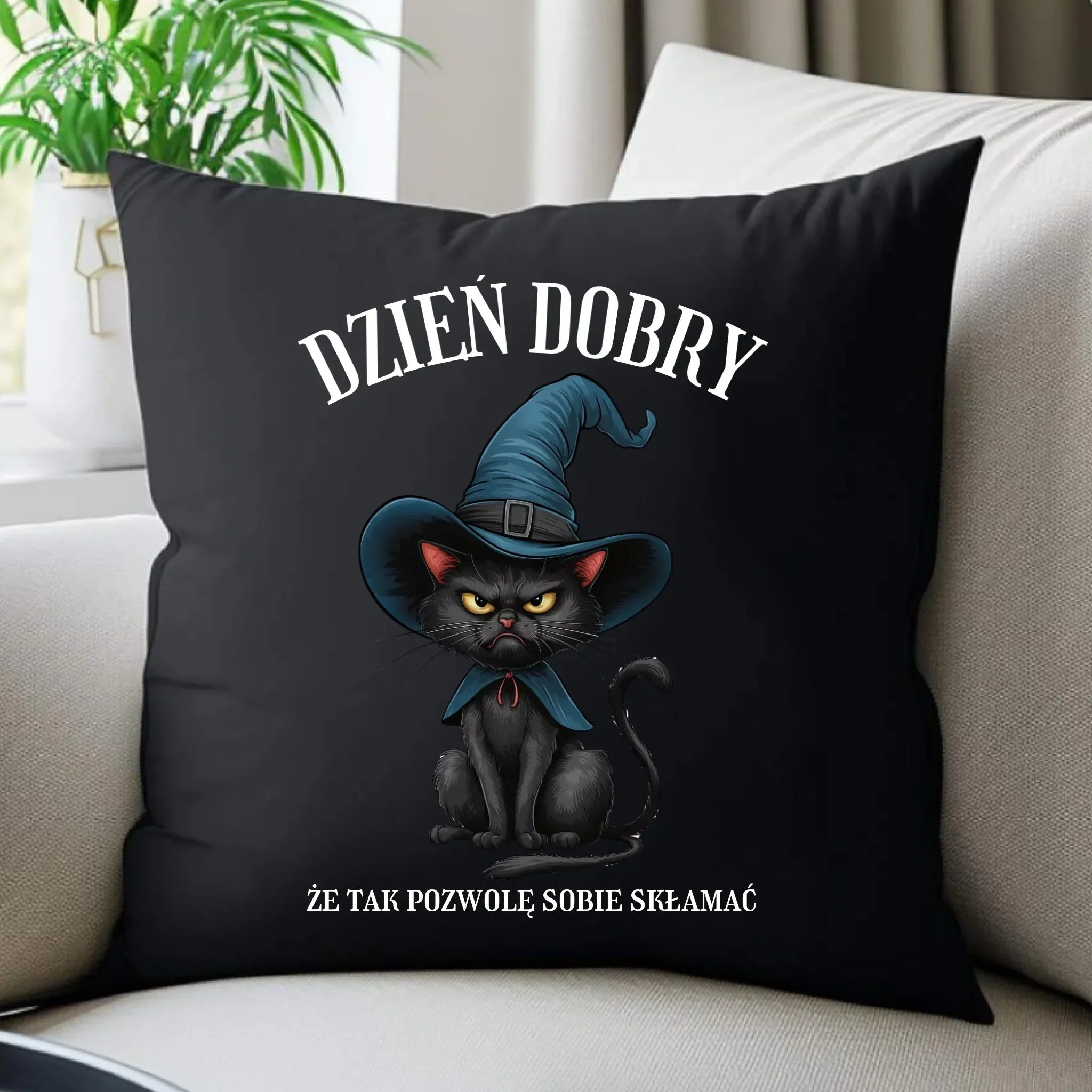 Poduszka dekoracyjna halloweenowa - Dzień dobry, że tak pozwolę sobie skłamać HL27 - StoryCups.pl