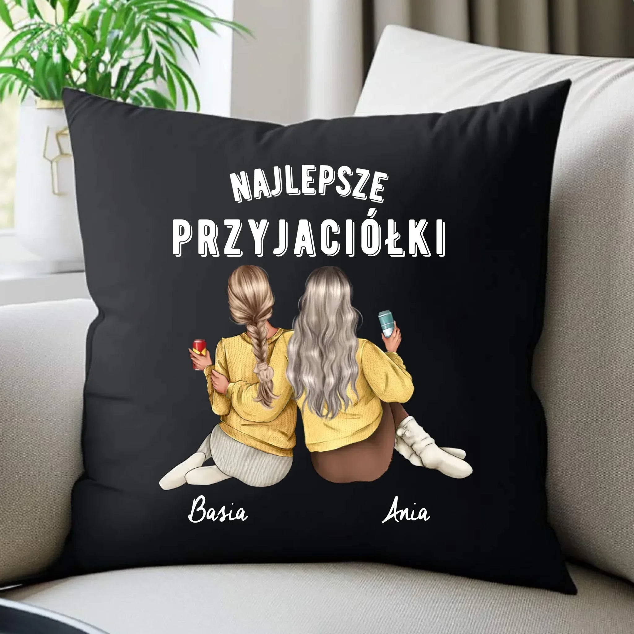 Najlepsze przyjaciółki 2-4 osoby | Personalizowana poduszka dekoracyjna na prezent dla przyjaciółki PR01 - StoryCups.pl