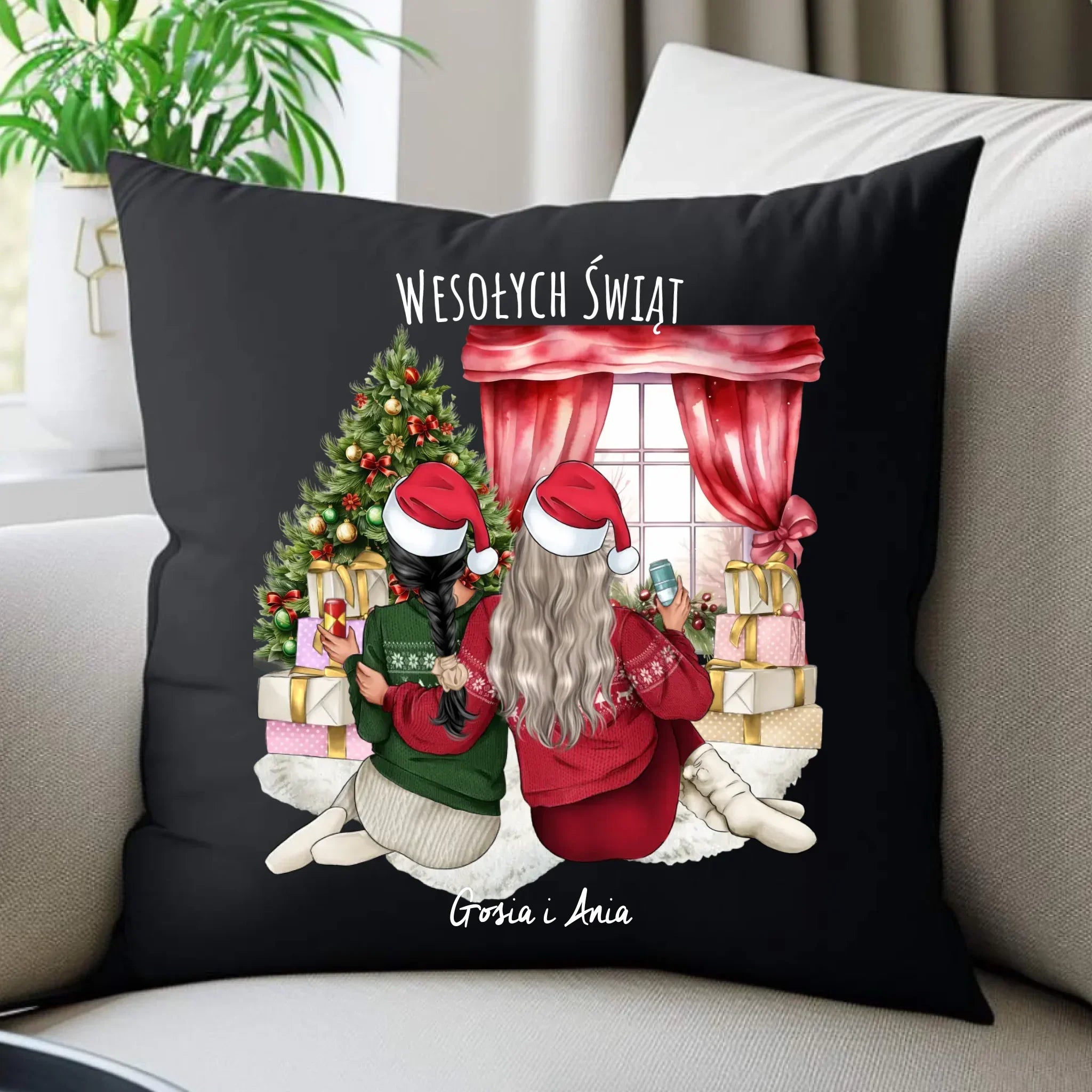 Poduszka dekoracyjna świąteczna - prezent dla przyjaciółki - 2-4 przyjaciółek - personalizowana PR06 - StoryCups.pl