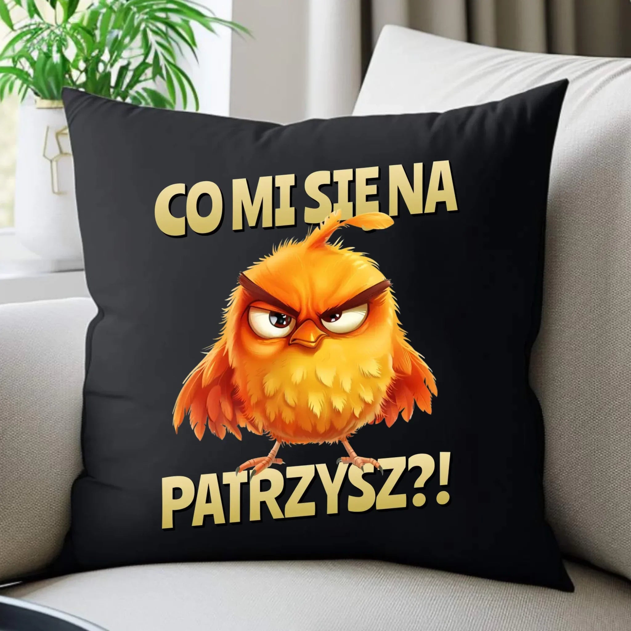 Poduszka dekoracyjna - Prezent dla chłopaka kolegi - Co mi się na ptaka patrzysz DCH24 - StoryCups.pl