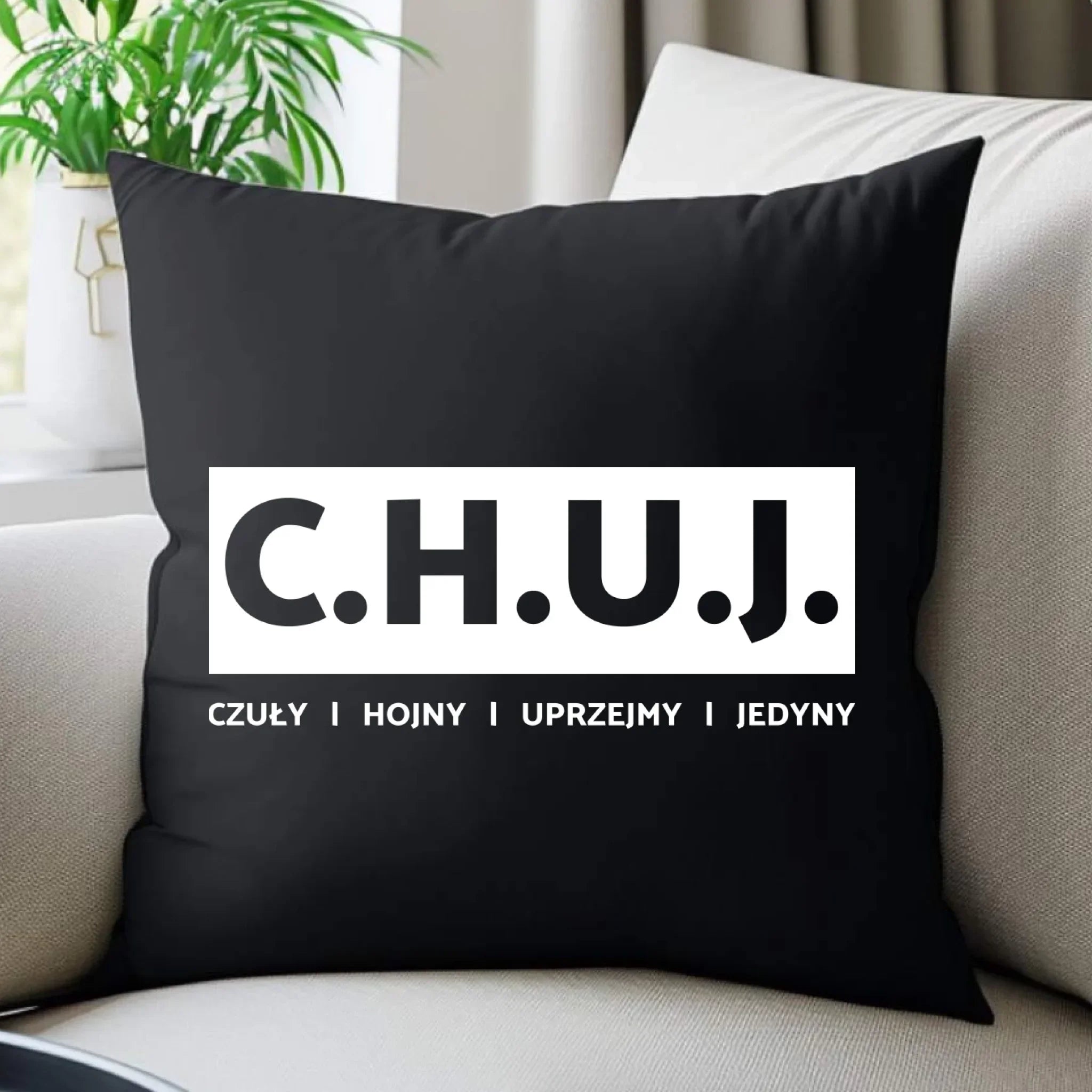 Poduszka dekoracyjna - prezent dla kolegi na Dzień Chłopaka przyjaciela - C.H.U.J. - bez cenzury DCH12 - StoryCups.pl
