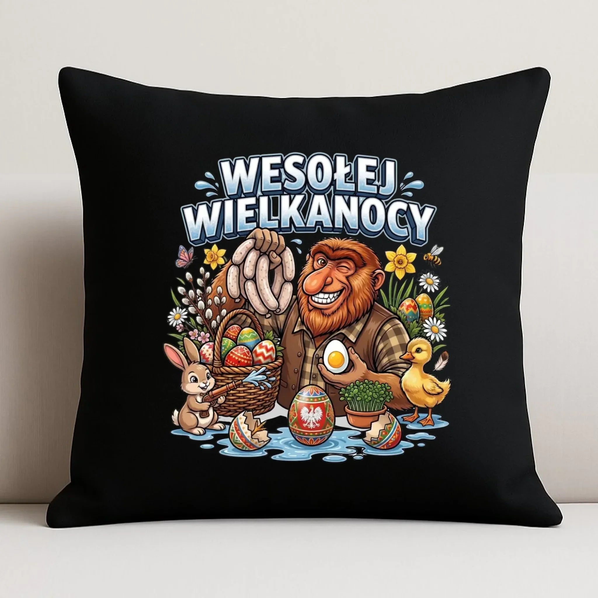 Poduszka dekoracyjna wielkanocna - Janusz Nosacz - Wesołej Wielkanocy WN21 - StoryCups.pl