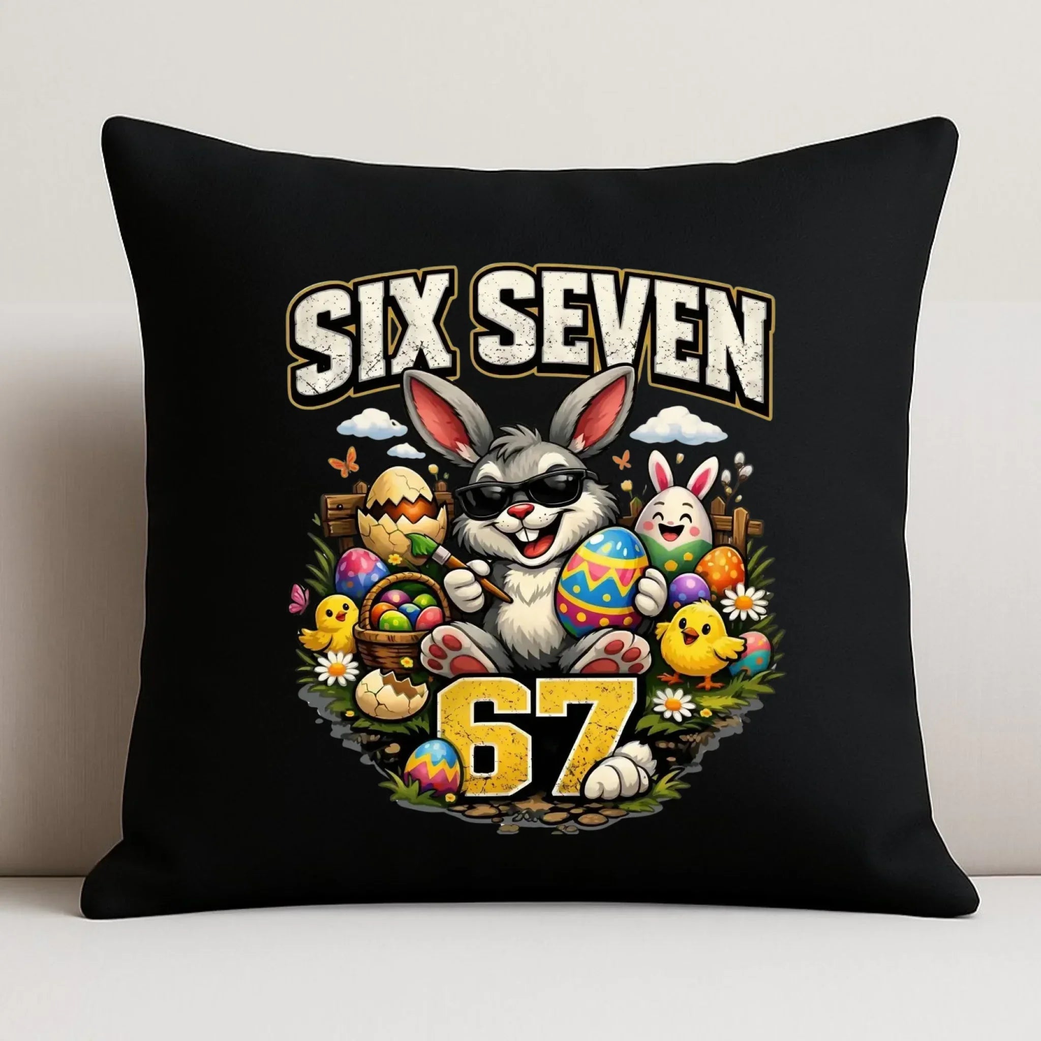 Poduszka dekoracyjna wielkanocna - Zając Six Seven 67 WN10 - StoryCups.pl