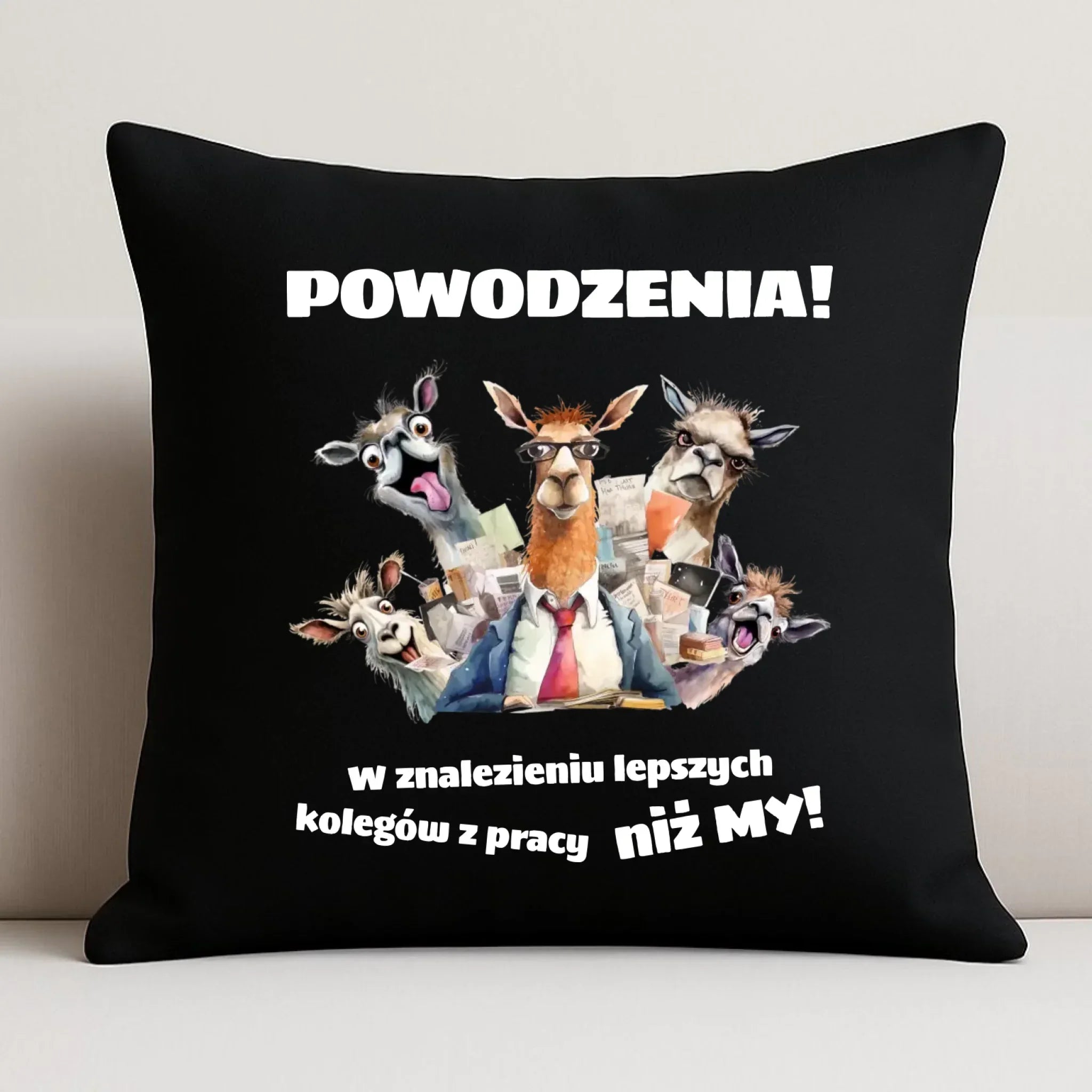 Poduszka dekoracyjna na odejście z pracy - Powodzenia w znalezieniu lepszych kolegów OP08 - StoryCups.pl