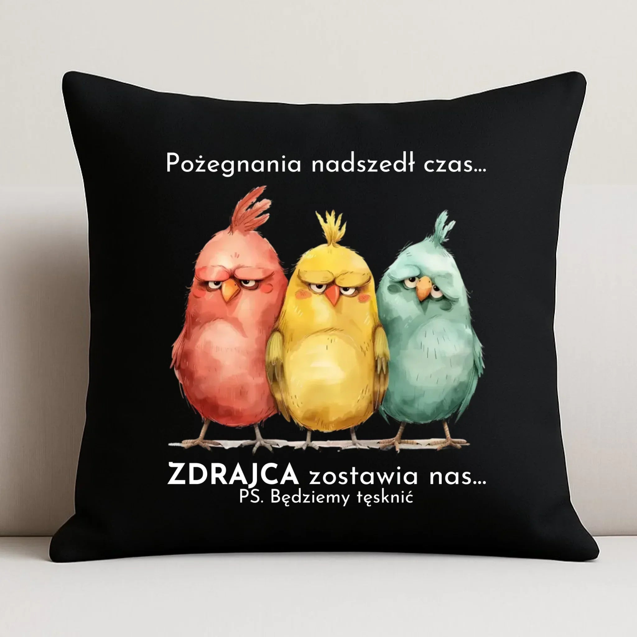 Poduszka dekoracyjna na odejście z pracy - Pożegnania nadszedł czas OP05 - StoryCups.pl