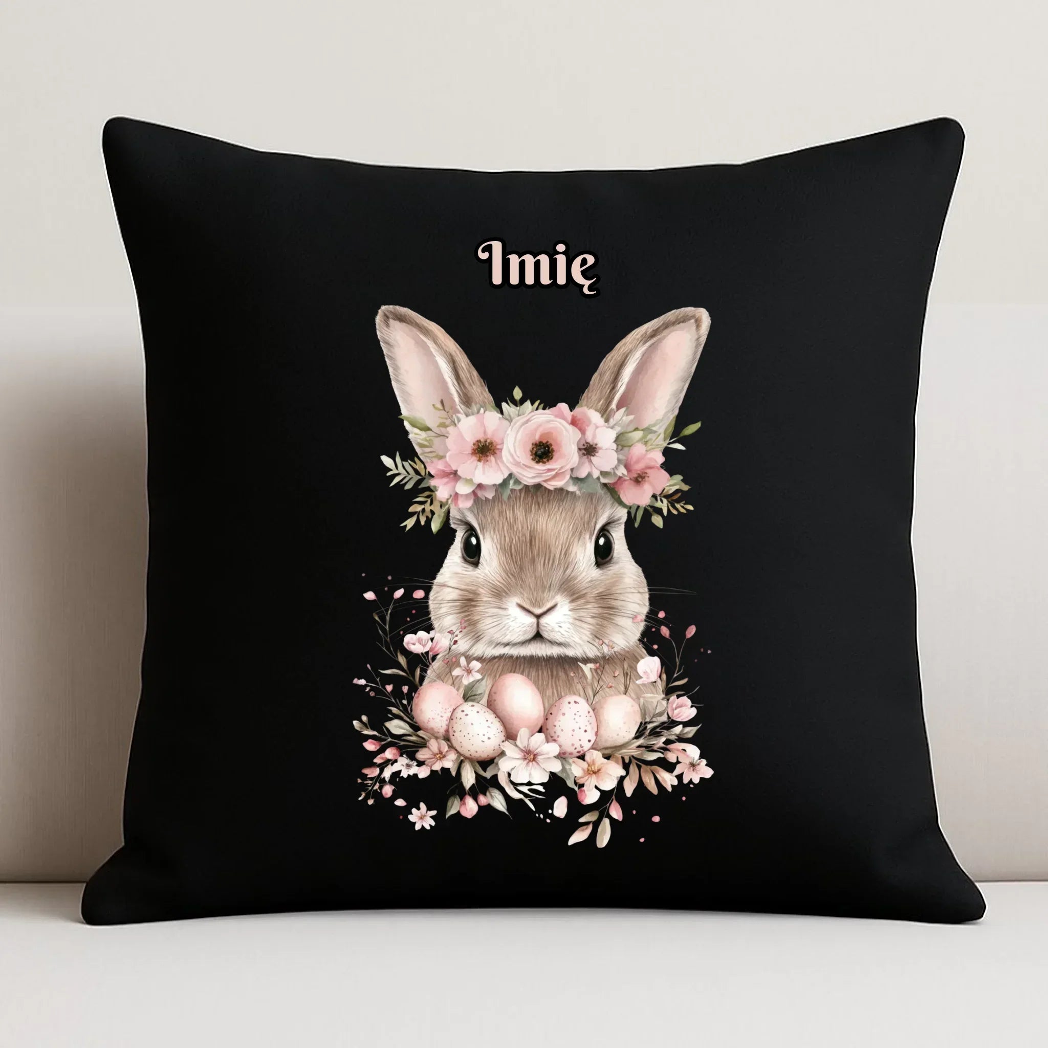 Poduszka dekoracyjna na Wielkanoc - Zajączek Boho - personalizowana WN05 - StoryCups.pl
