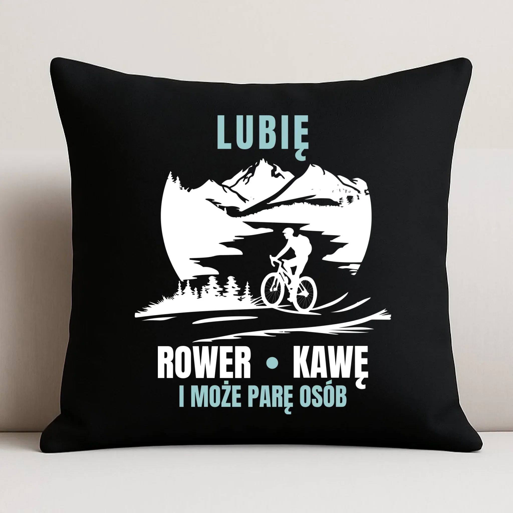 Poduszka dekoracyjna dla rowerzysty - Lubię rower kawę i może parę osób HR05 - StoryCups.pl