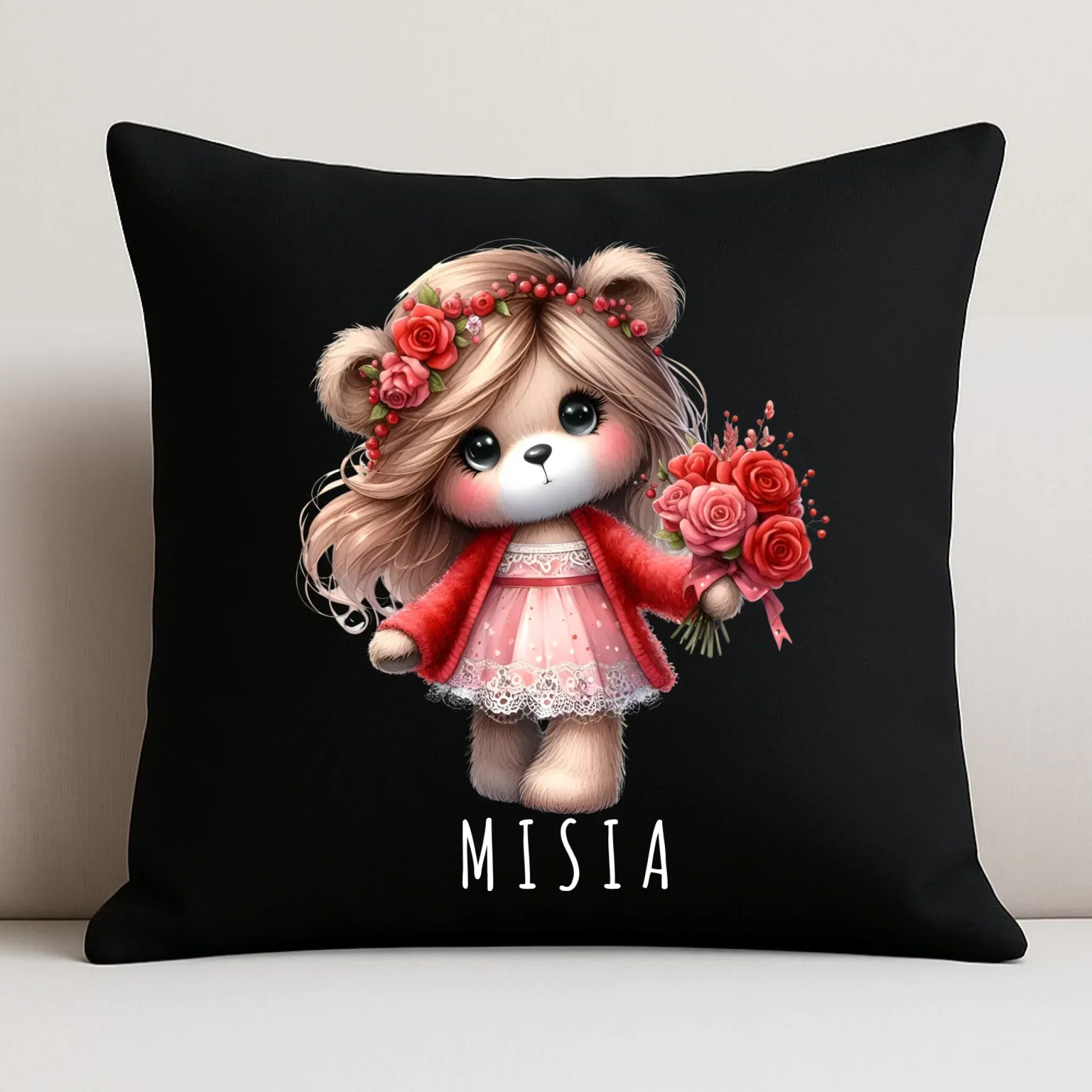 Poduszka dekoracyjna dla dziewczyny - Misia W35 - StoryCups.pl