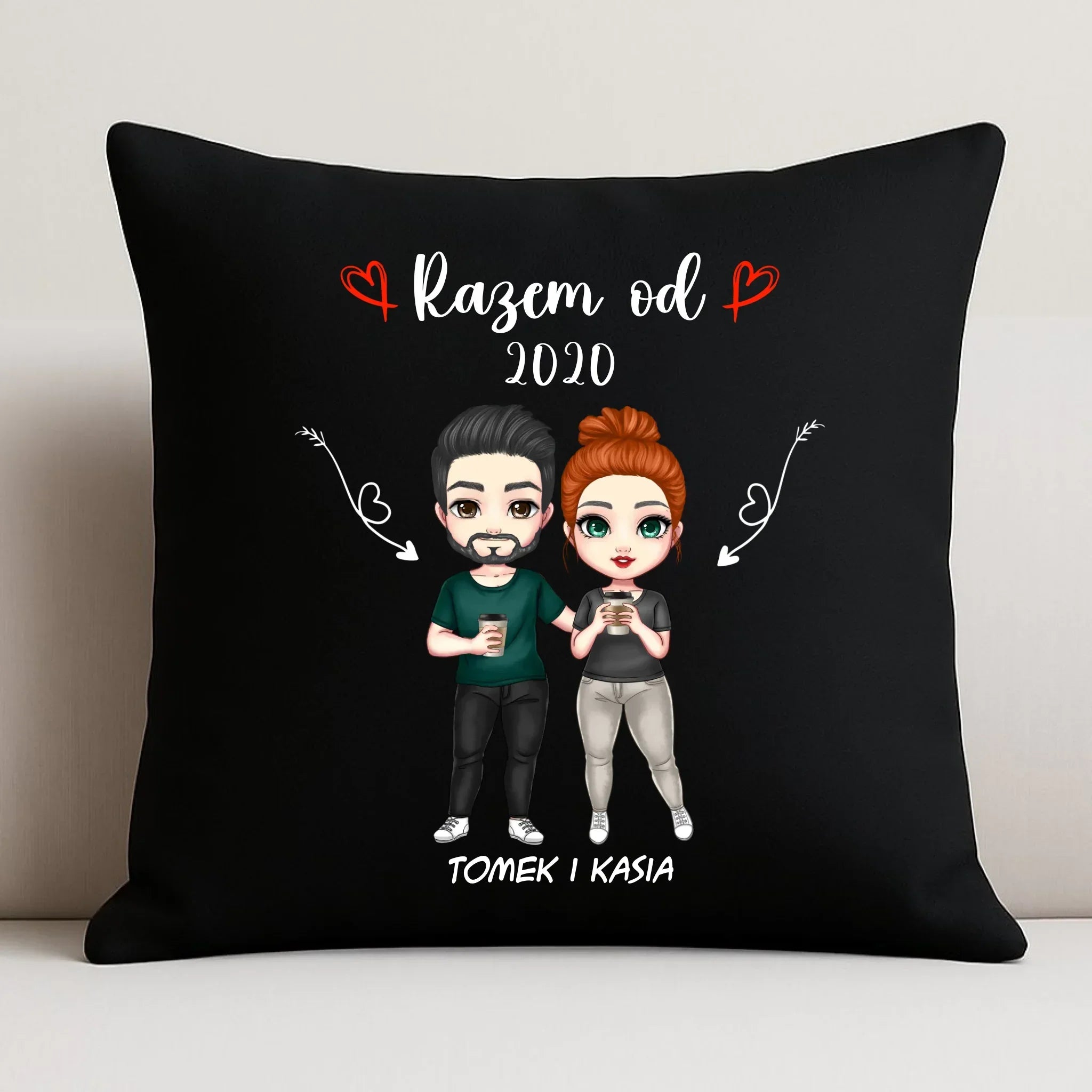 Poduszka dekoracyjna dla par - Para razem od - personalizowana W01 - StoryCups.pl