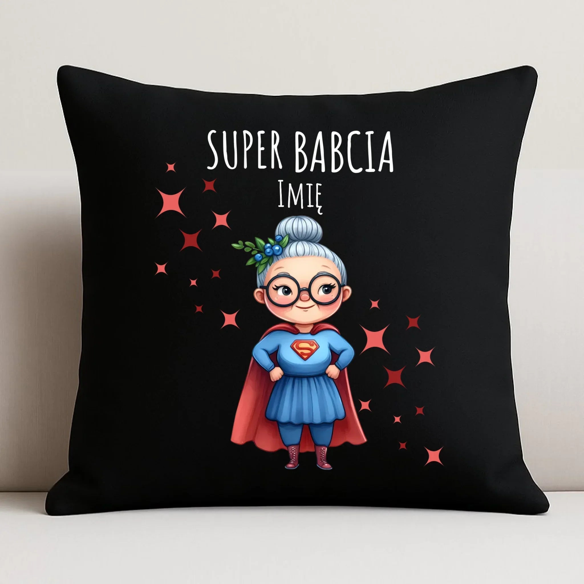 Poduszka dekoracyjna dla babci - Super Babcia - personalizowana B02 - StoryCups.pl