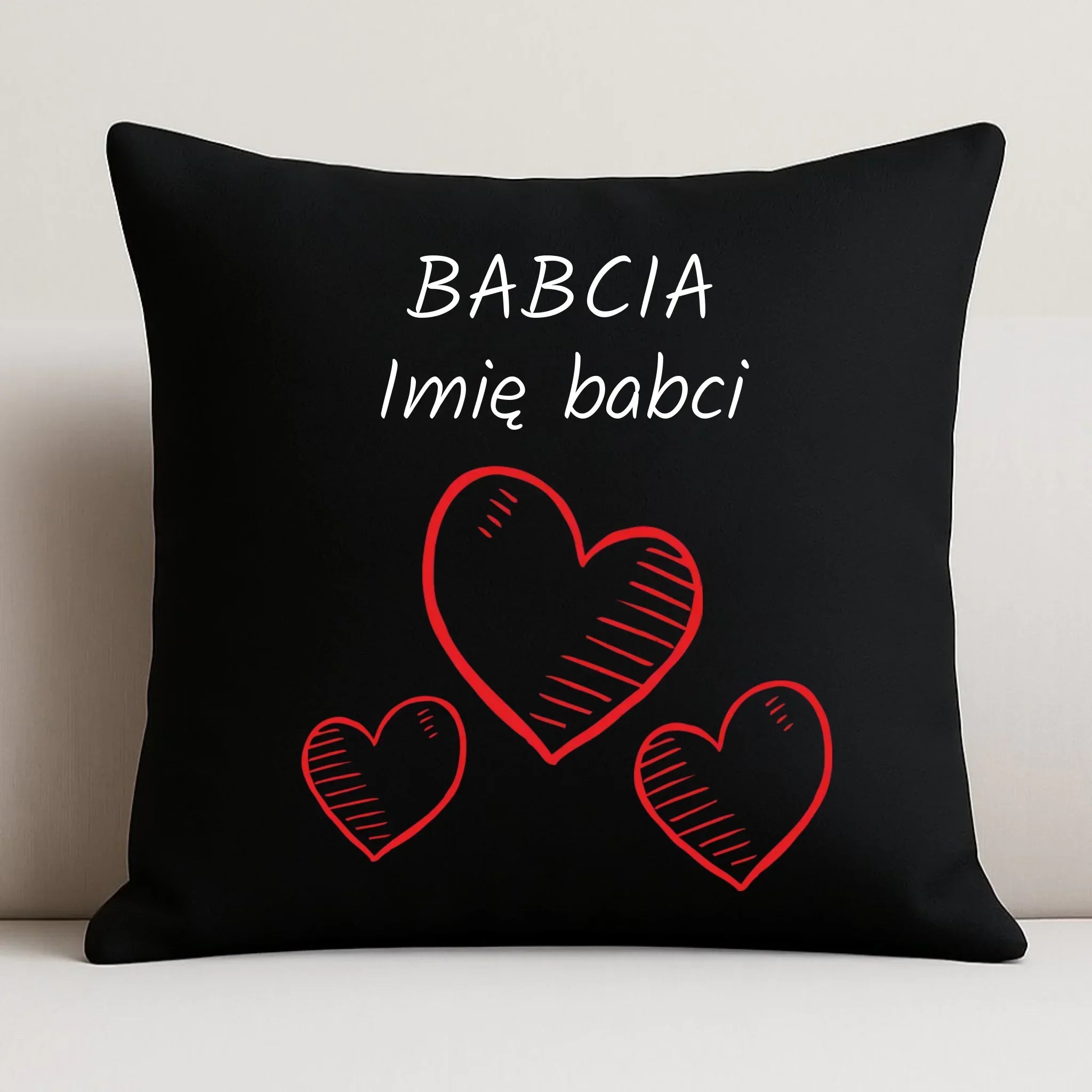 Poduszka dekoracyjna dla babci - Serca - personalizowana B01 - StoryCups.pl