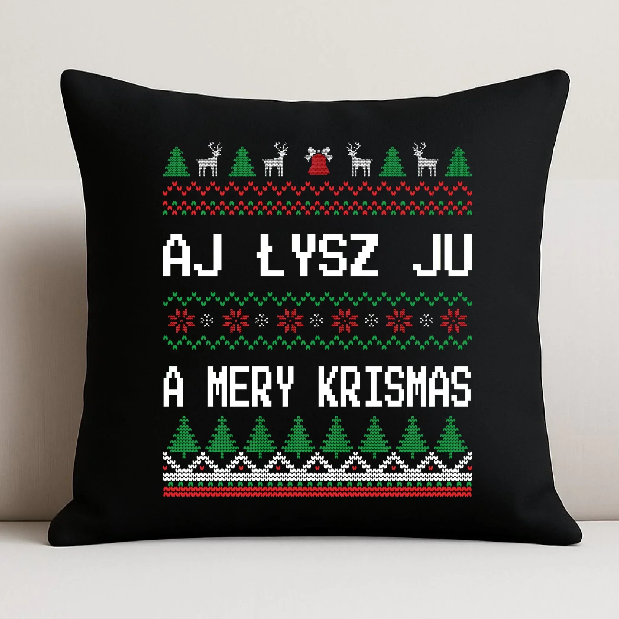Poduszka dekoracyjna świąteczna - Aj łysz ju a mery krismas BN12 - StoryCups.pl