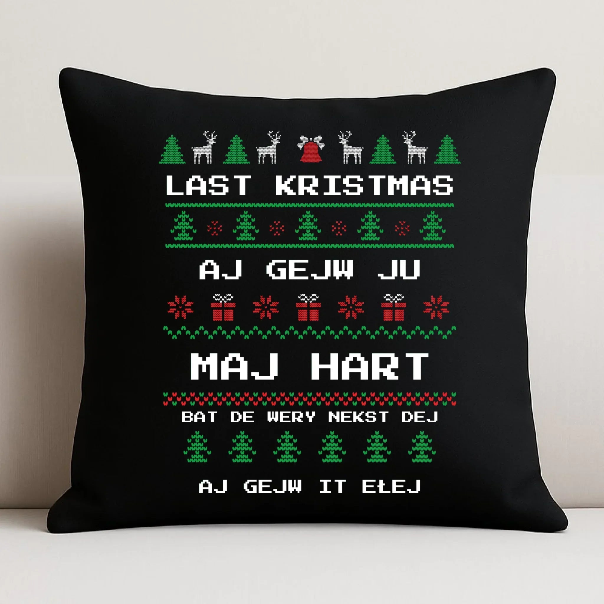 Poduszka dekoracyjna świąteczna - Last kristmas aj gejw ju maj hart BN13 - StoryCups.pl