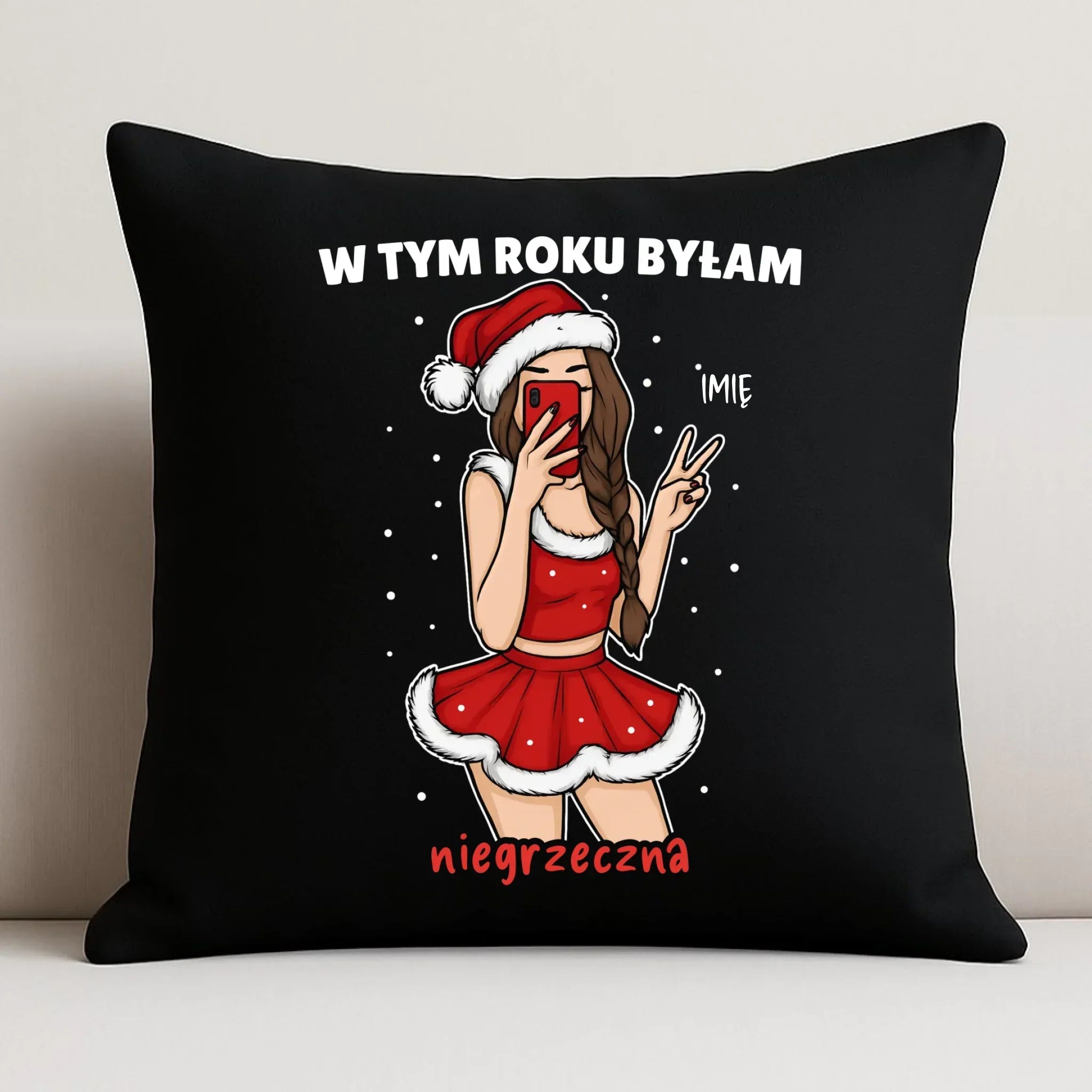 Poduszka dekoracyjna świąteczna - W tym toku byłam niegrzeczna - personalizowana BN21 - StoryCups.pl
