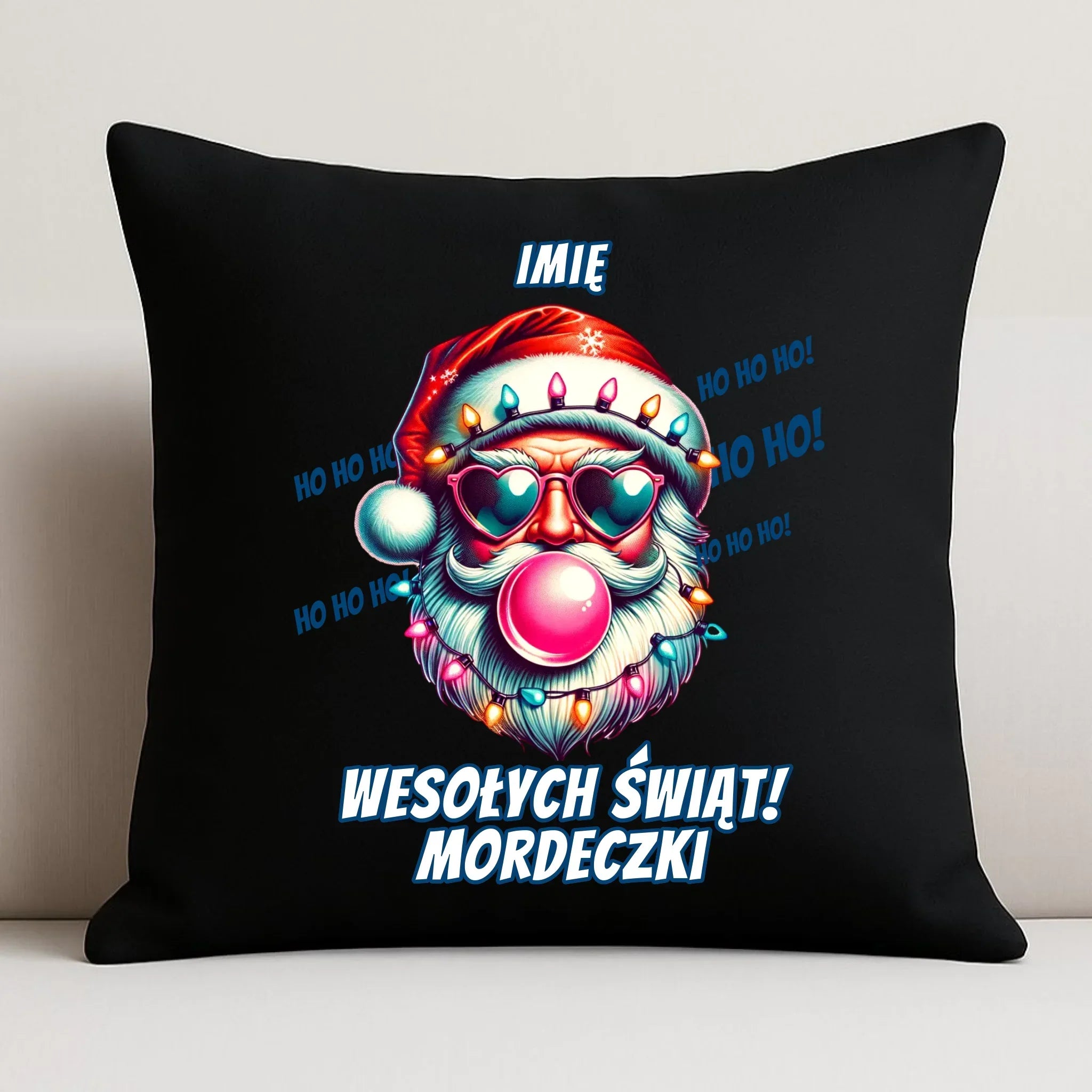 Poduszka dekoracyjna świąteczna - Mikołaj Wesołych Świąt Mordeczki - personalizowana BN17 - StoryCups.pl