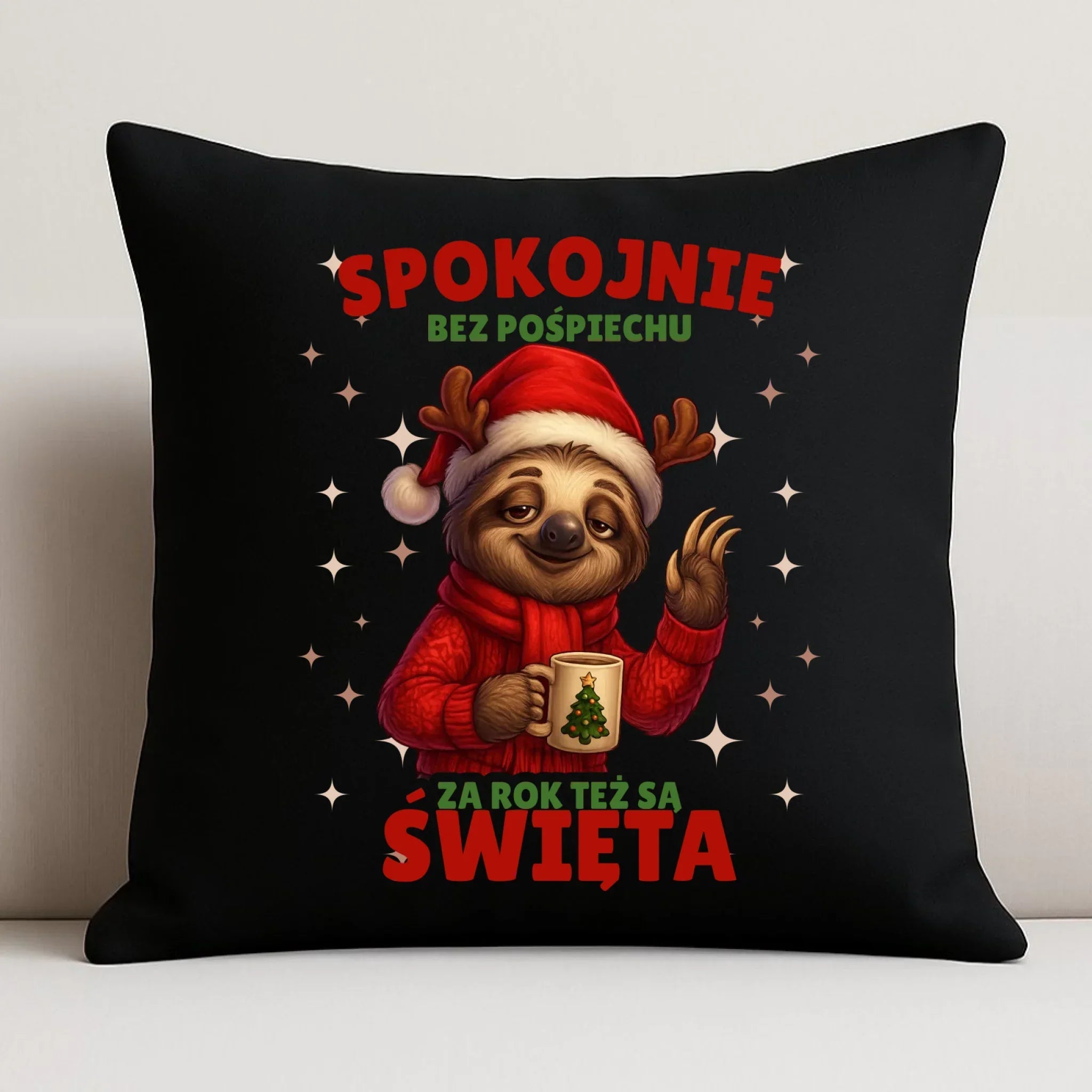 Poduszka dekoracyjna świąteczna - Leniwiec Za rok też są święta BN92 - StoryCups.pl