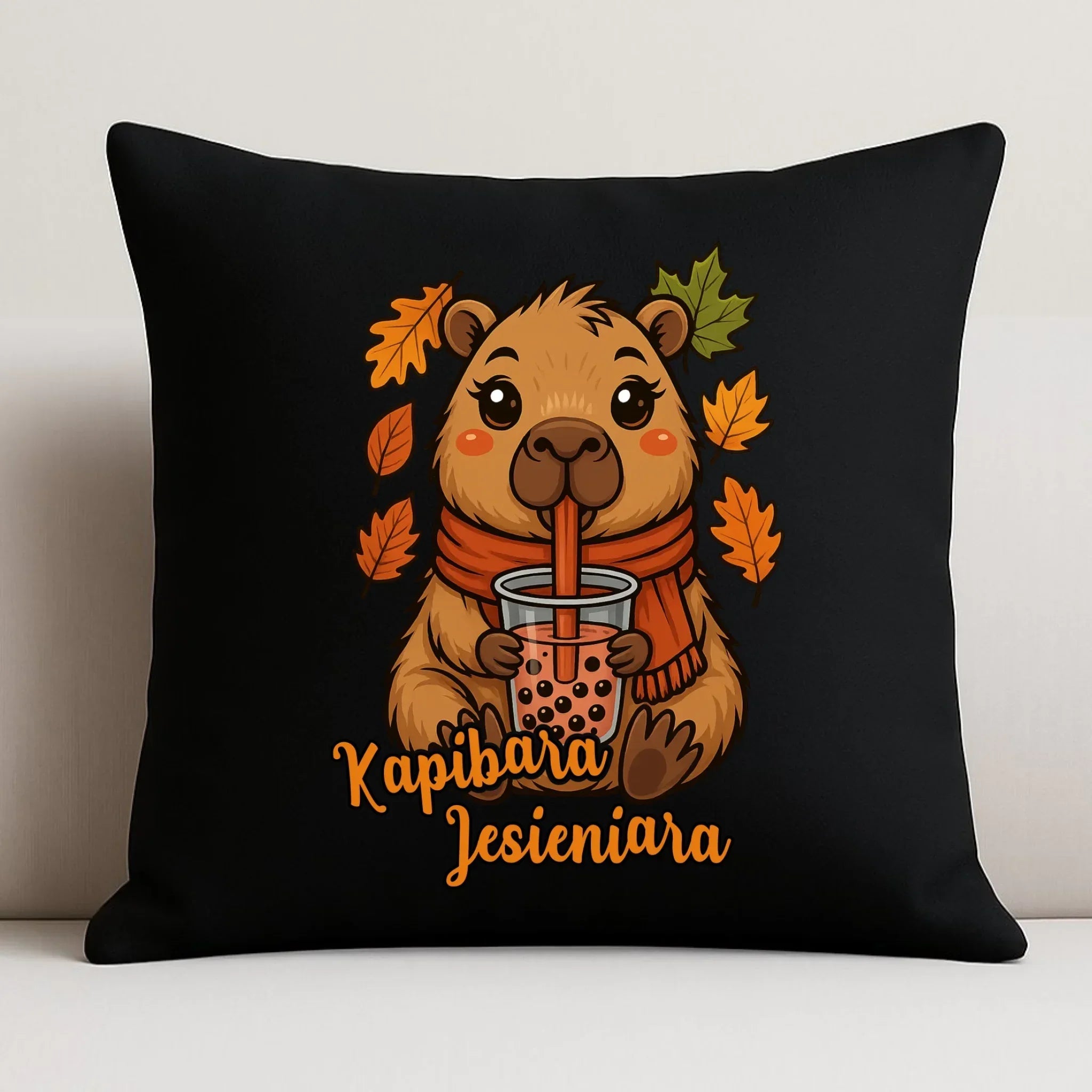 Poduszka dekoracyjna jesienna - Kapibara Jesieniara JS19 - StoryCups.pl
