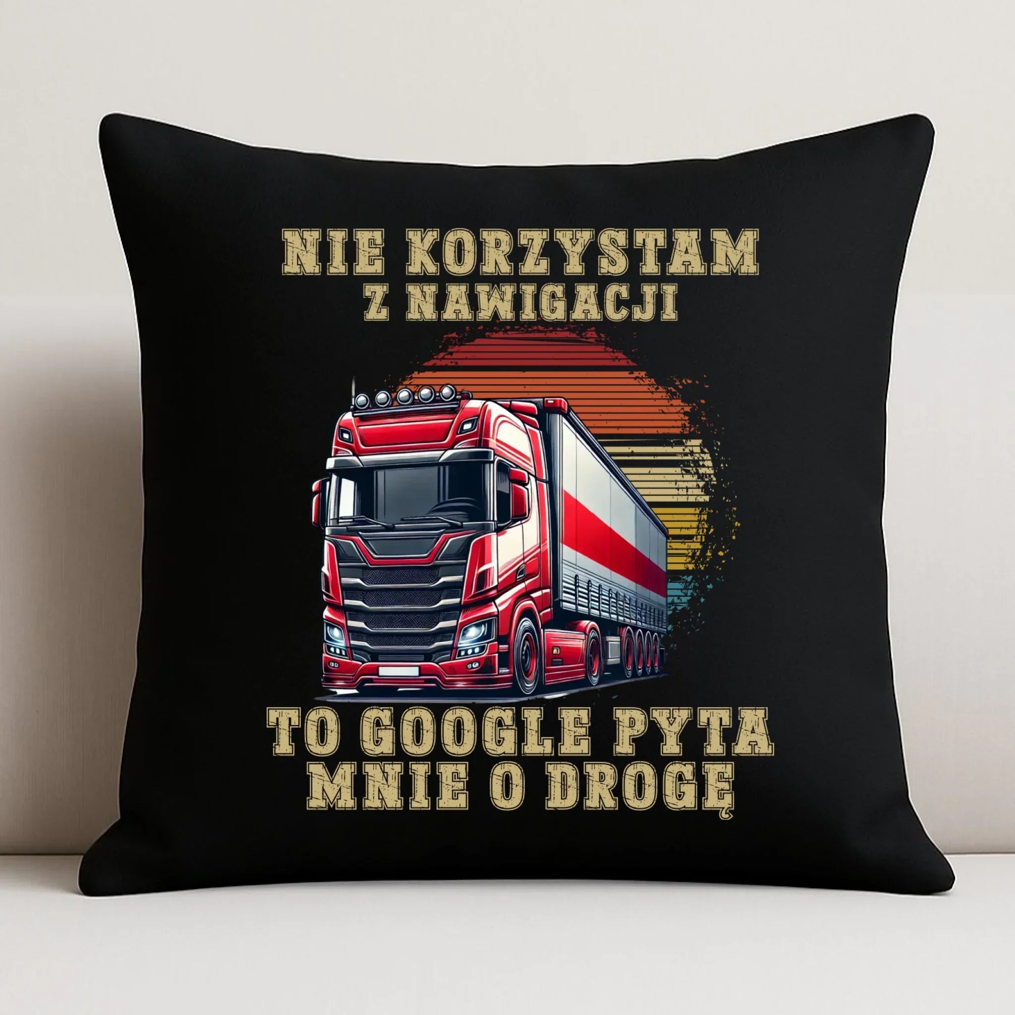 Poduszka dekoracyjna - kierowca ciężarówki - Google pyta mnie o drogę ZKT10 - StoryCups.pl
