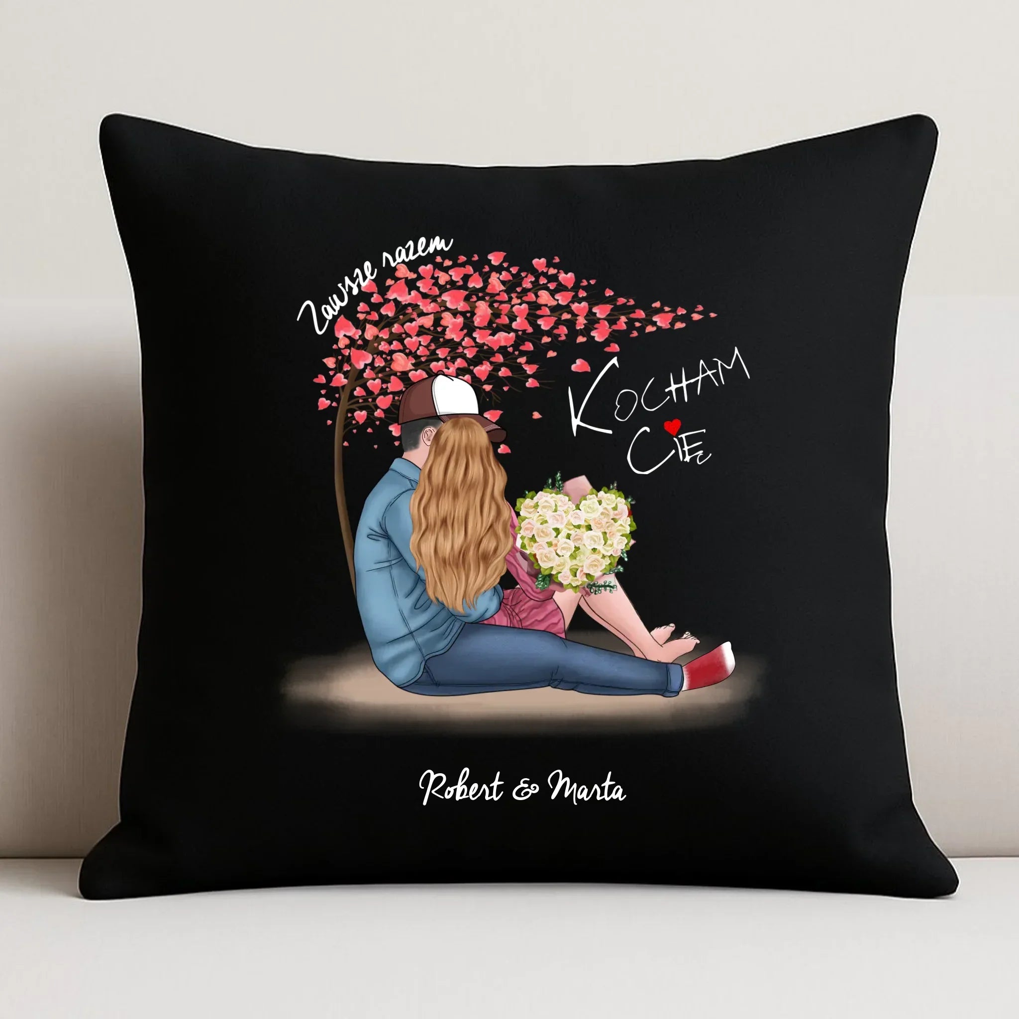 Poduszka dekoracyjna dla par - Zawsze razem - personalizowana W04 - StoryCups.pl