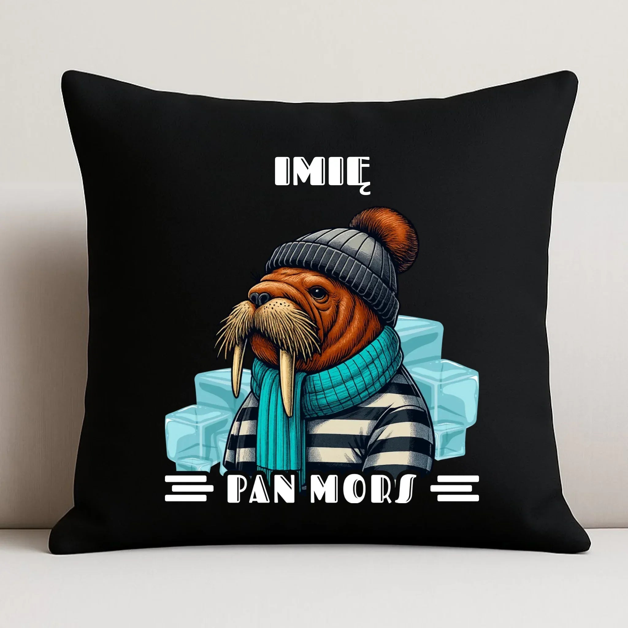 Poduszka dekoracyjna - prezent dla morsa - Pan Mors - personalizowana HM15 - StoryCups.pl
