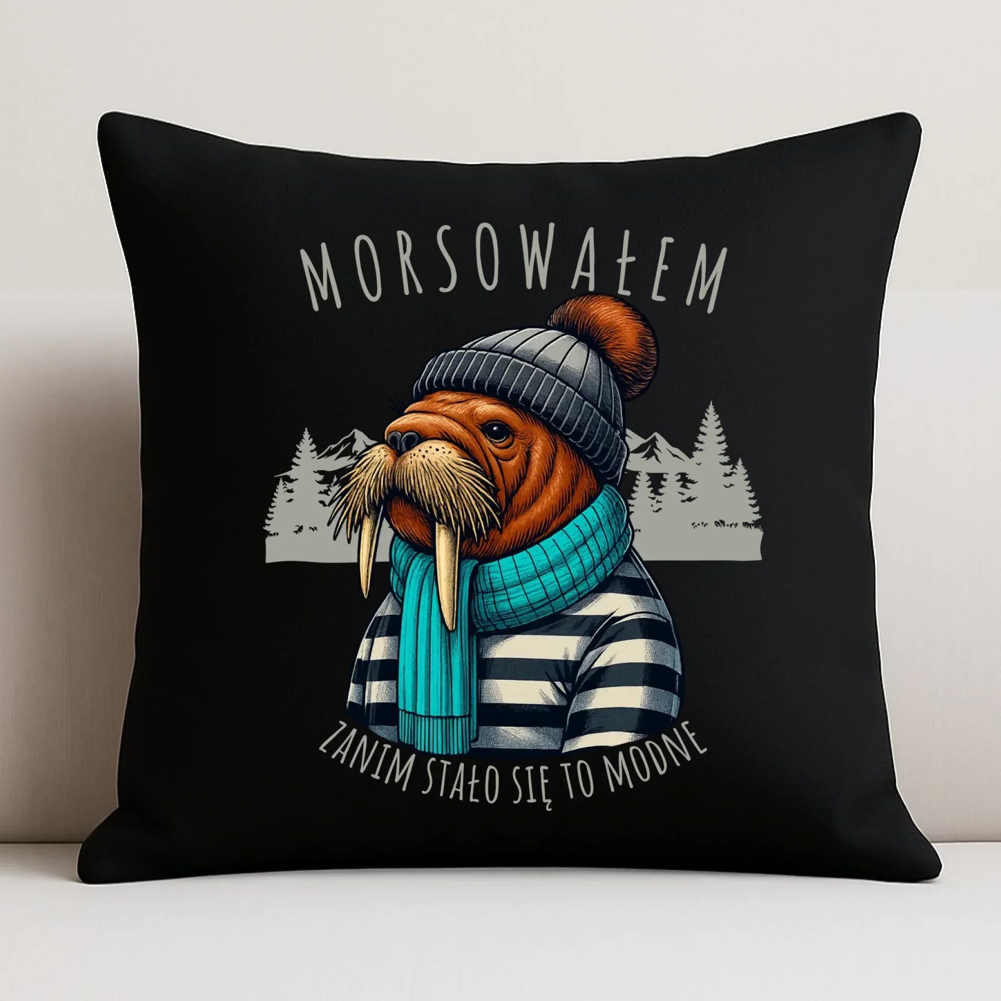Poduszka dekoracyjna - prezent dla morsa - Morsowałem zanim stało się to modne - Mors HM08 - StoryCups.pl
