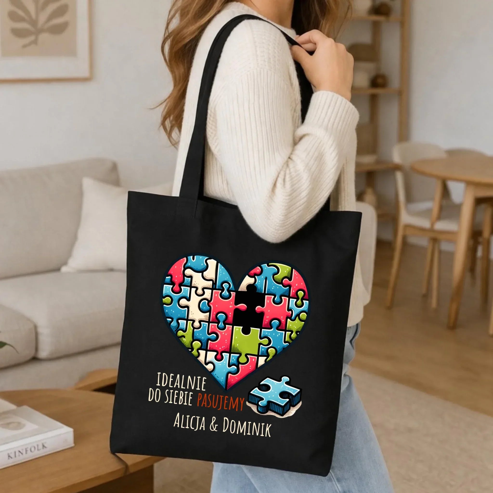 Torba dla par - Idealnie do siebie pasujemy - personalizowana W44 - StoryCups.pl