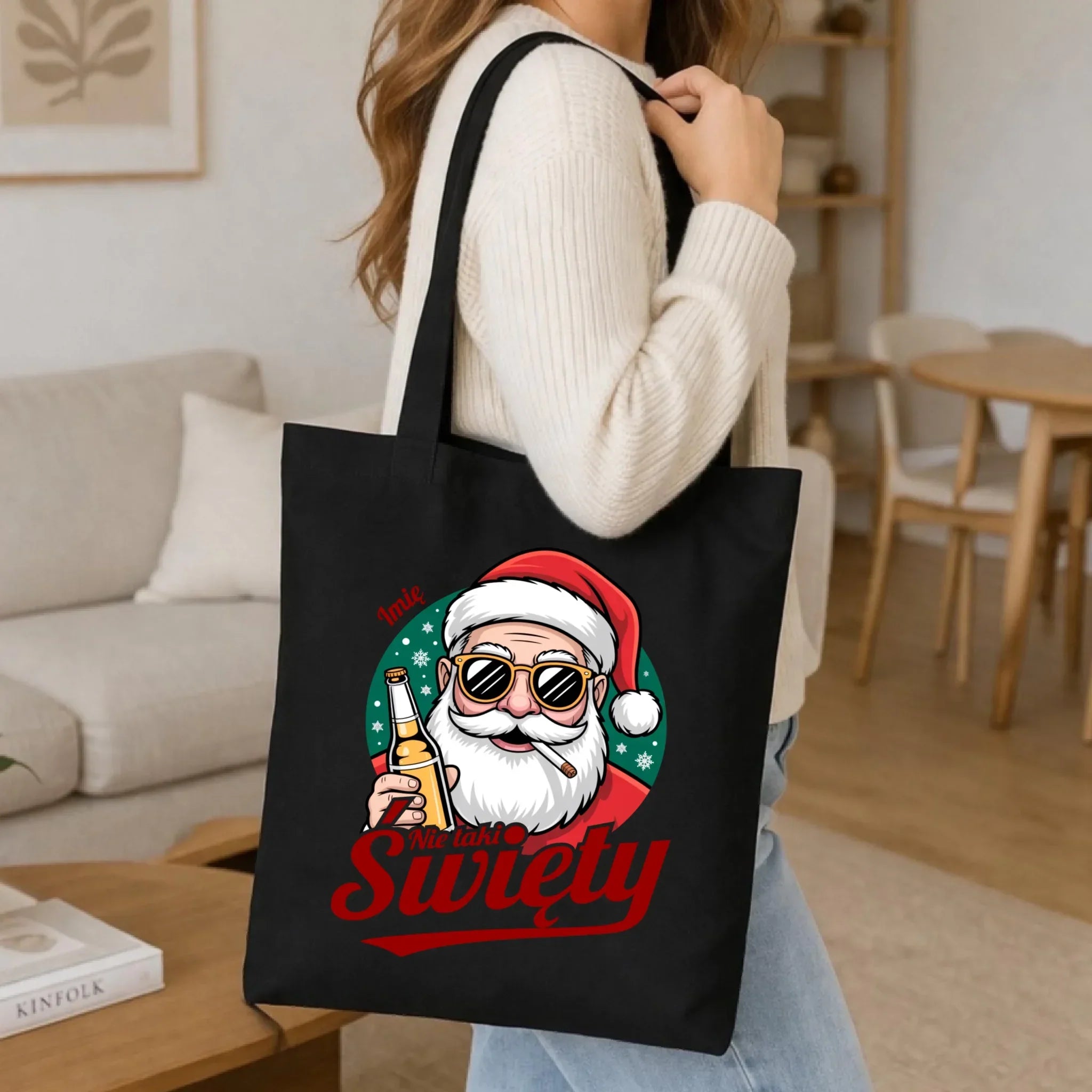 Torba świąteczna - Mikołaj nie taki święty - personalizowana BN80 - StoryCups.pl