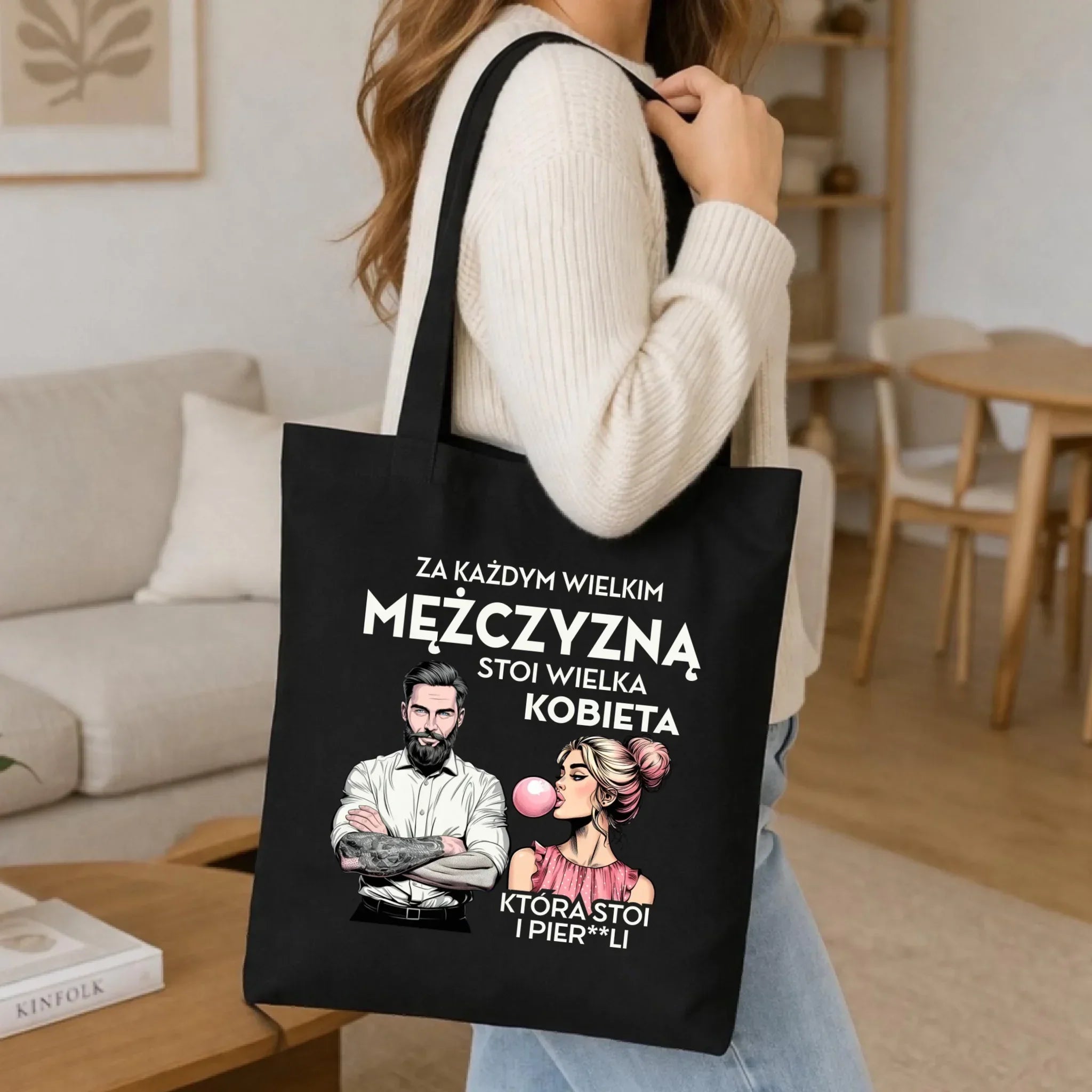 Torba - Prezent dla niego - Za każdym wielkim mężczyzną stoi wielka kobieta DCH27 - StoryCups.pl