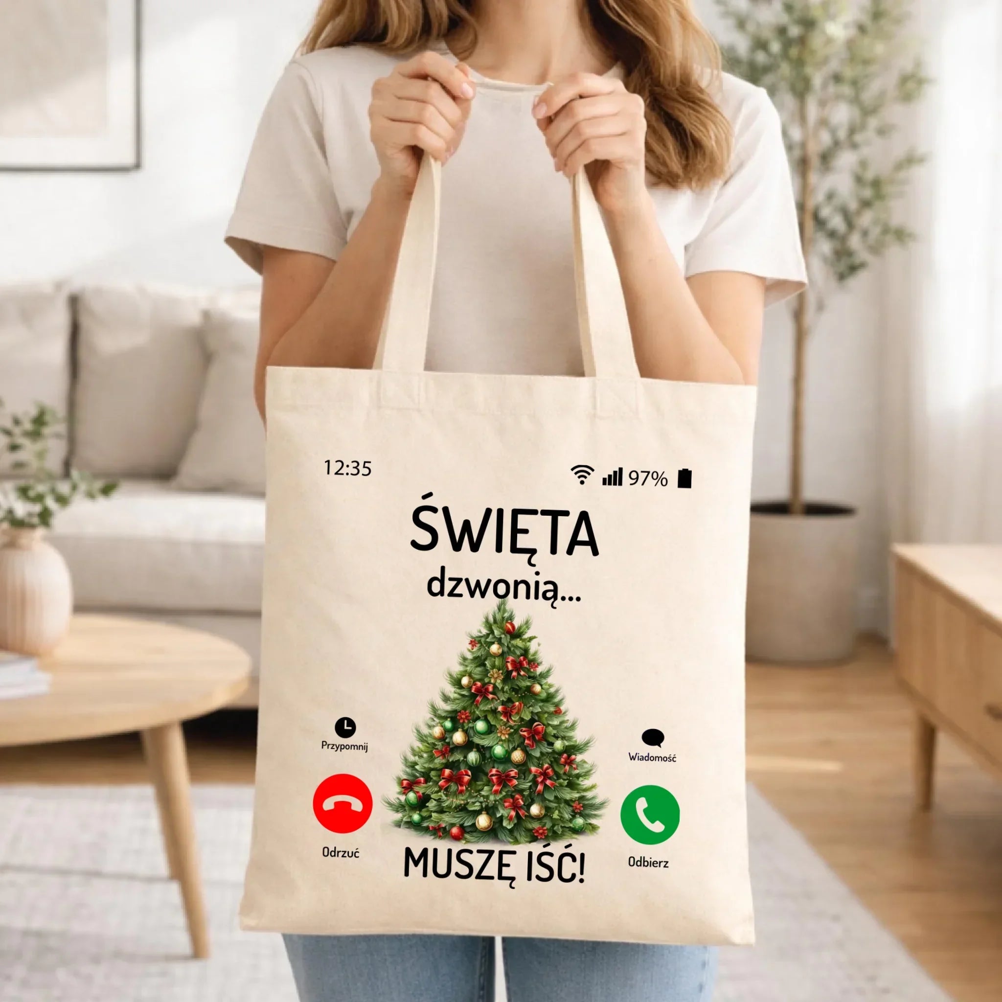 Torba świąteczna - Choinka Święta dzwonią muszę iść BN124 - StoryCups.pl