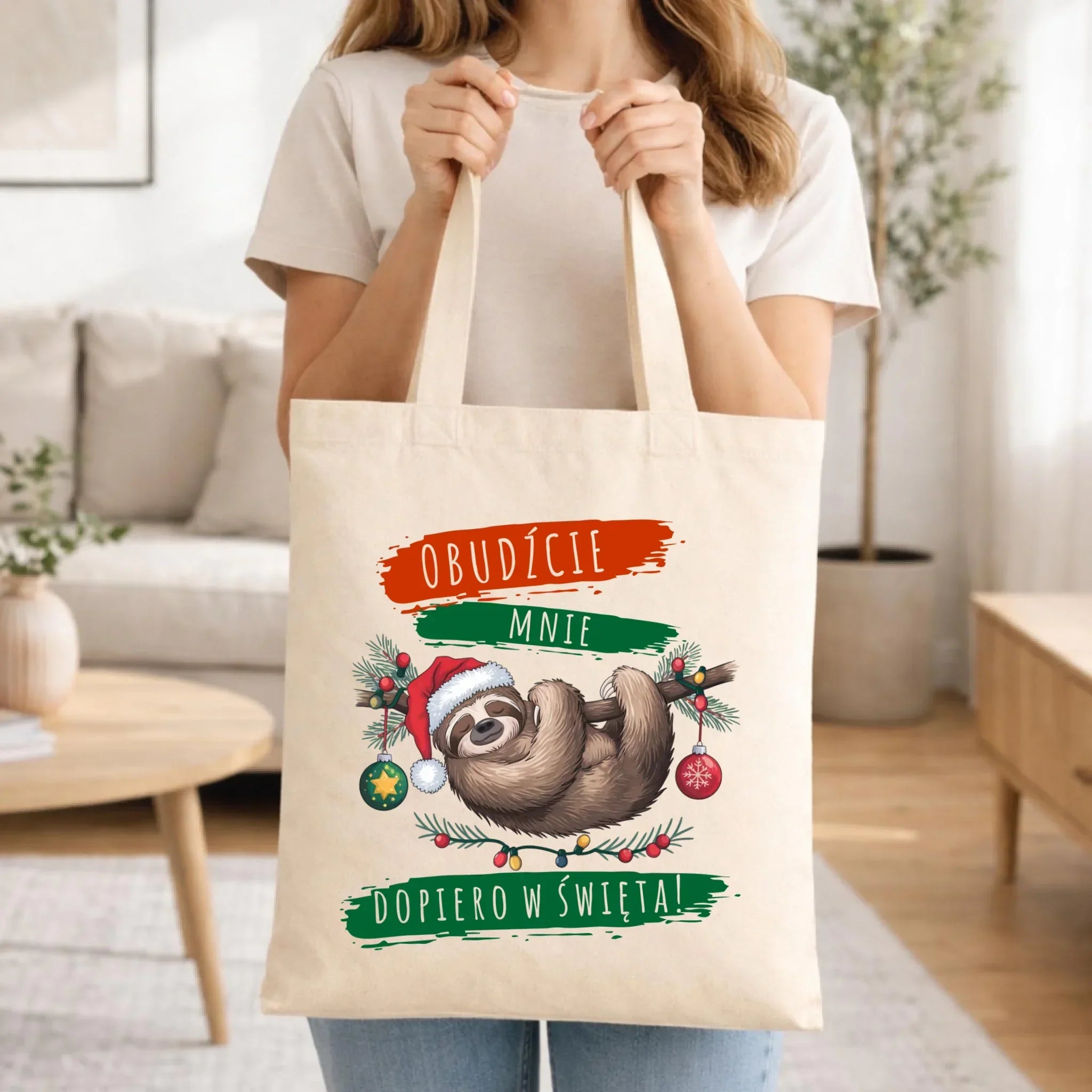Torba świąteczna - Leniwiec - Obudźcie mnie dopiero w święta BN02 - StoryCups.pl