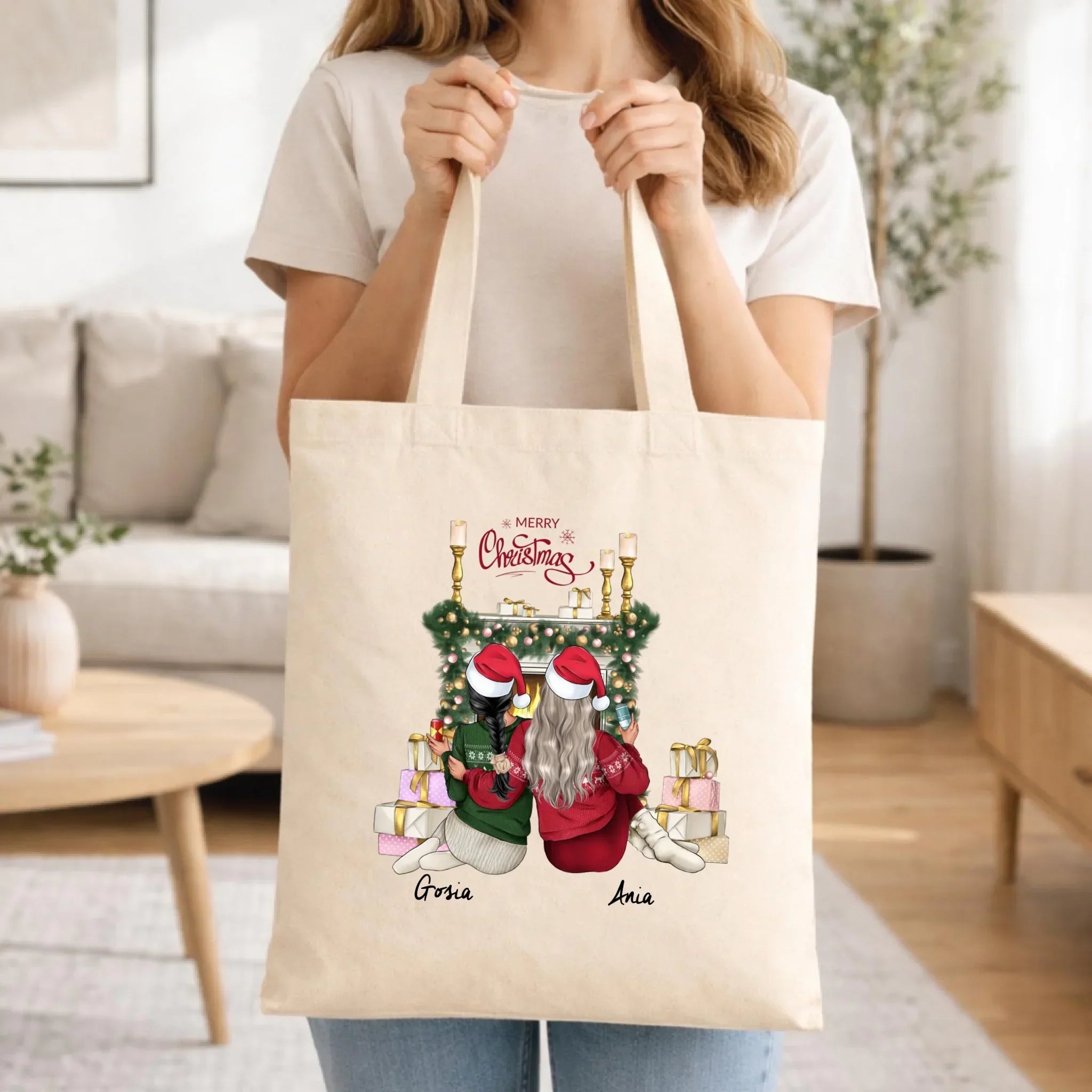 Torba świąteczna - prezent dla przyjaciółki - personalizowane postacie 2-4 osoby PR04 - StoryCups.pl