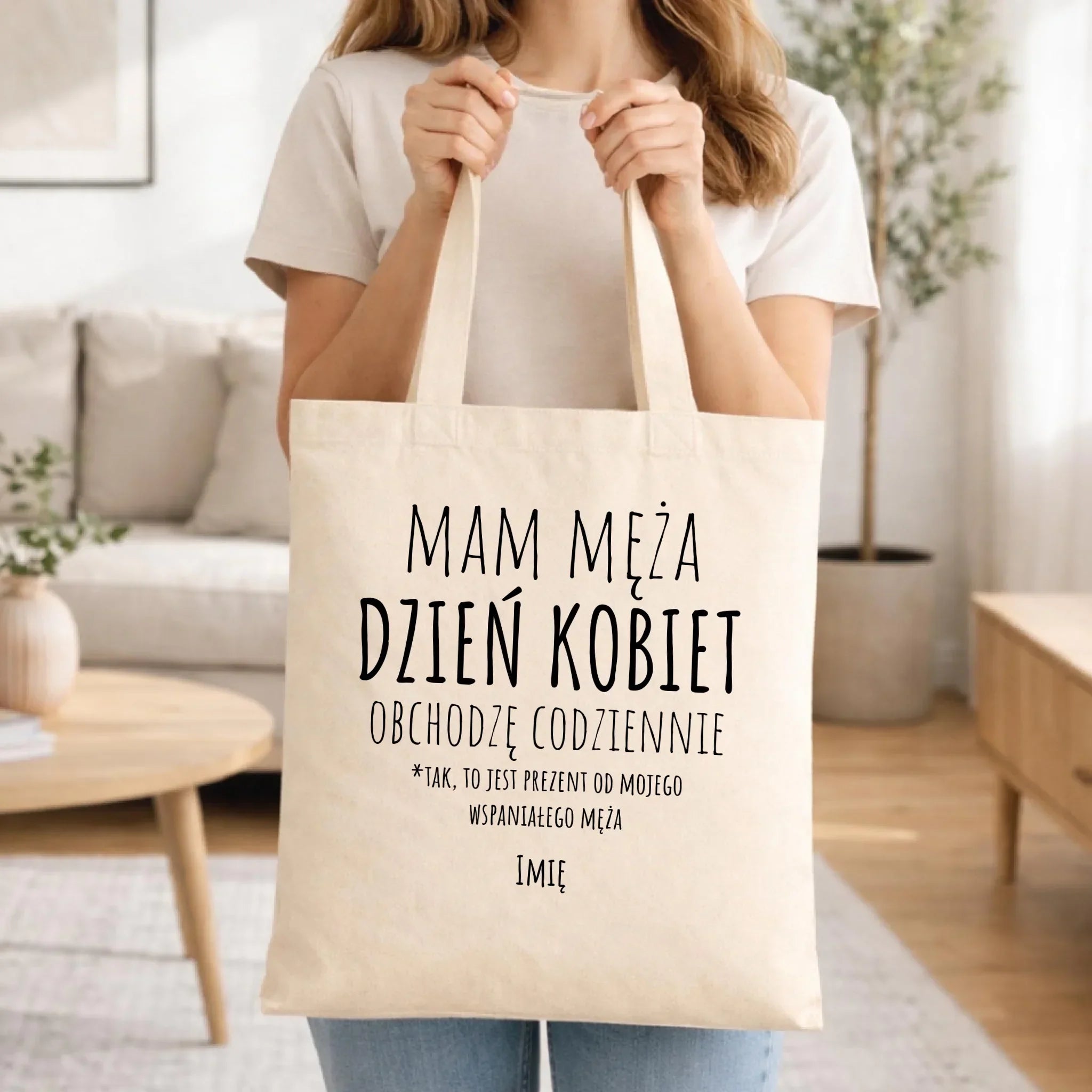 Torba - prezent dla żony - Mam męża Dzień Kobiet obchodzę codziennie - personalizowana Ż01 - StoryCups.pl