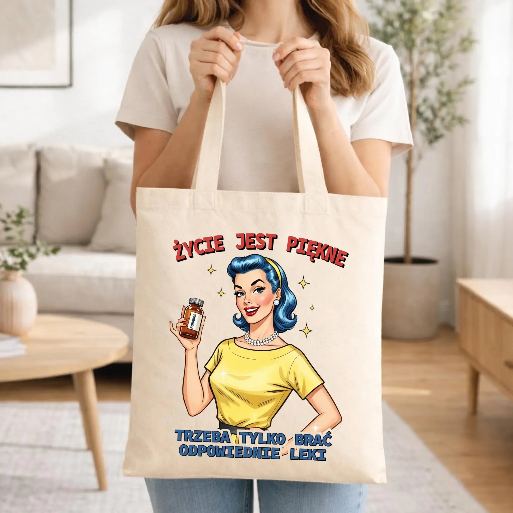 Torba retro - Życie jest piękne, trzeba brać odpowiednie leki DZ14 - StoryCups.pl